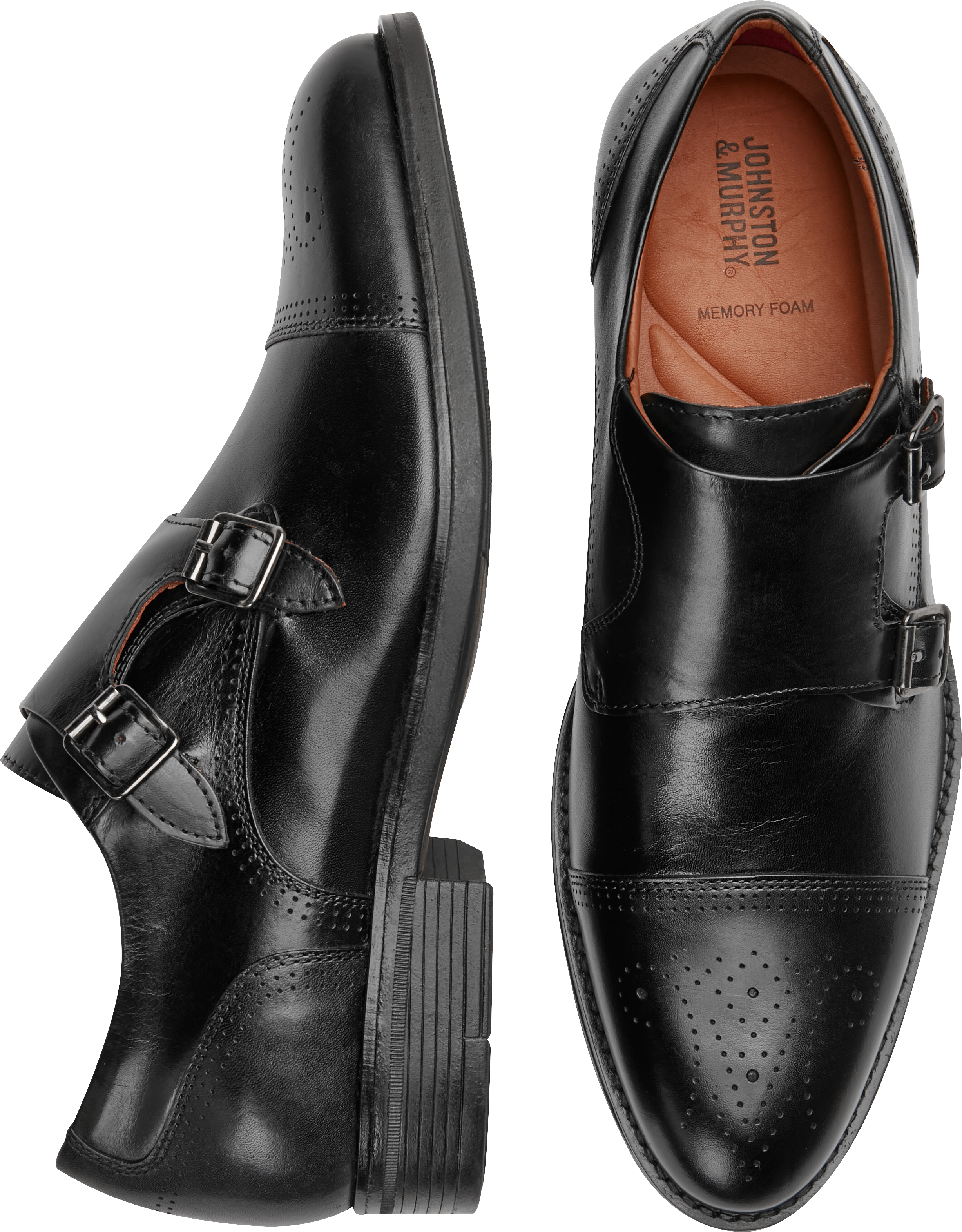 Johnston & Murphy Hawthorn Double Monk Strap Shoes, Black - Men's Shoes ...