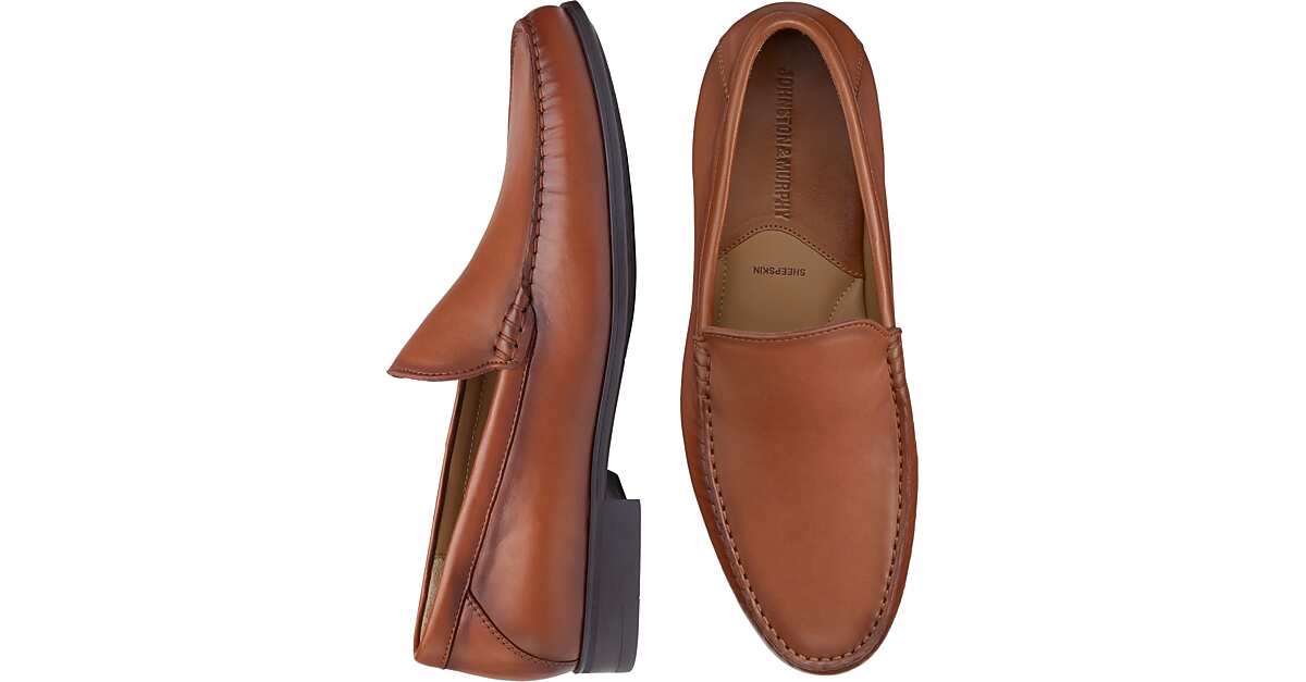 Johnston & Murphy Hawkins Venetian Slip-On Loafers, Cognac - Men's Shoes |  Men's Wearhouse