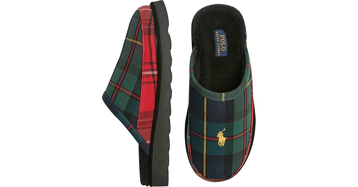 Polo Ralph Lauren Clog Slippers, Multi Tartan Plaid Men's Shoes Men