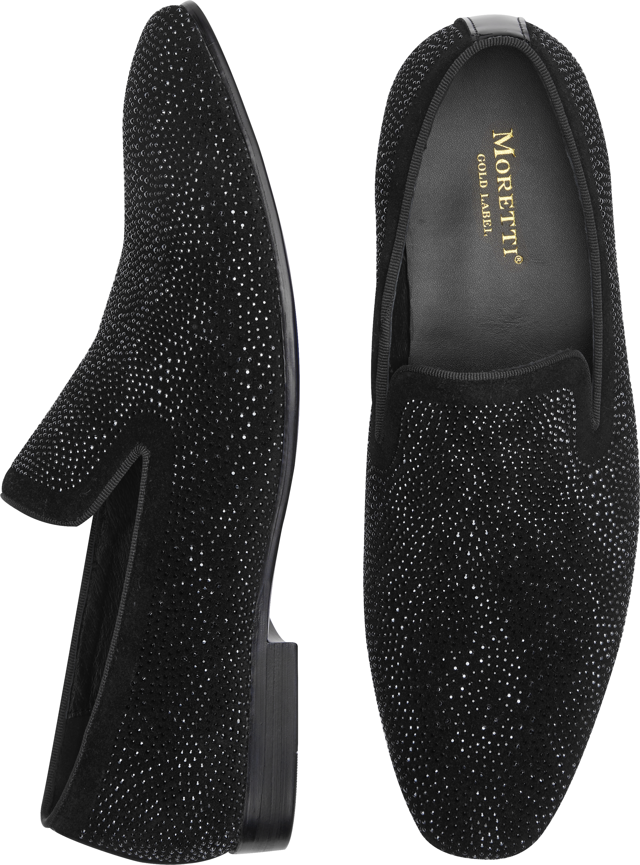 Moretti Stardust Formal Loafers, Black Crystals - Men's Shoes | Men's ...