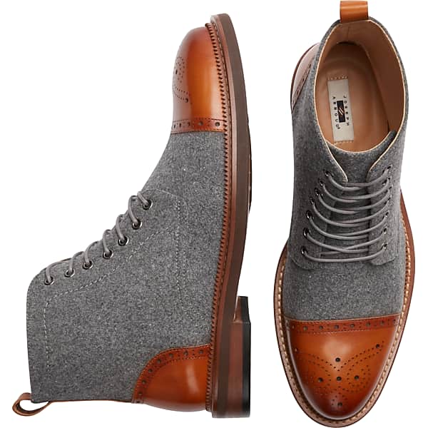 Buy Edwardian Men&rsquo;s Shoes & Boots | 1900, 1910s Joseph Abboud Mens Stance Cap Toe Boots Gray - Size 13 D-Width $129.99 AT vintagedancer.com