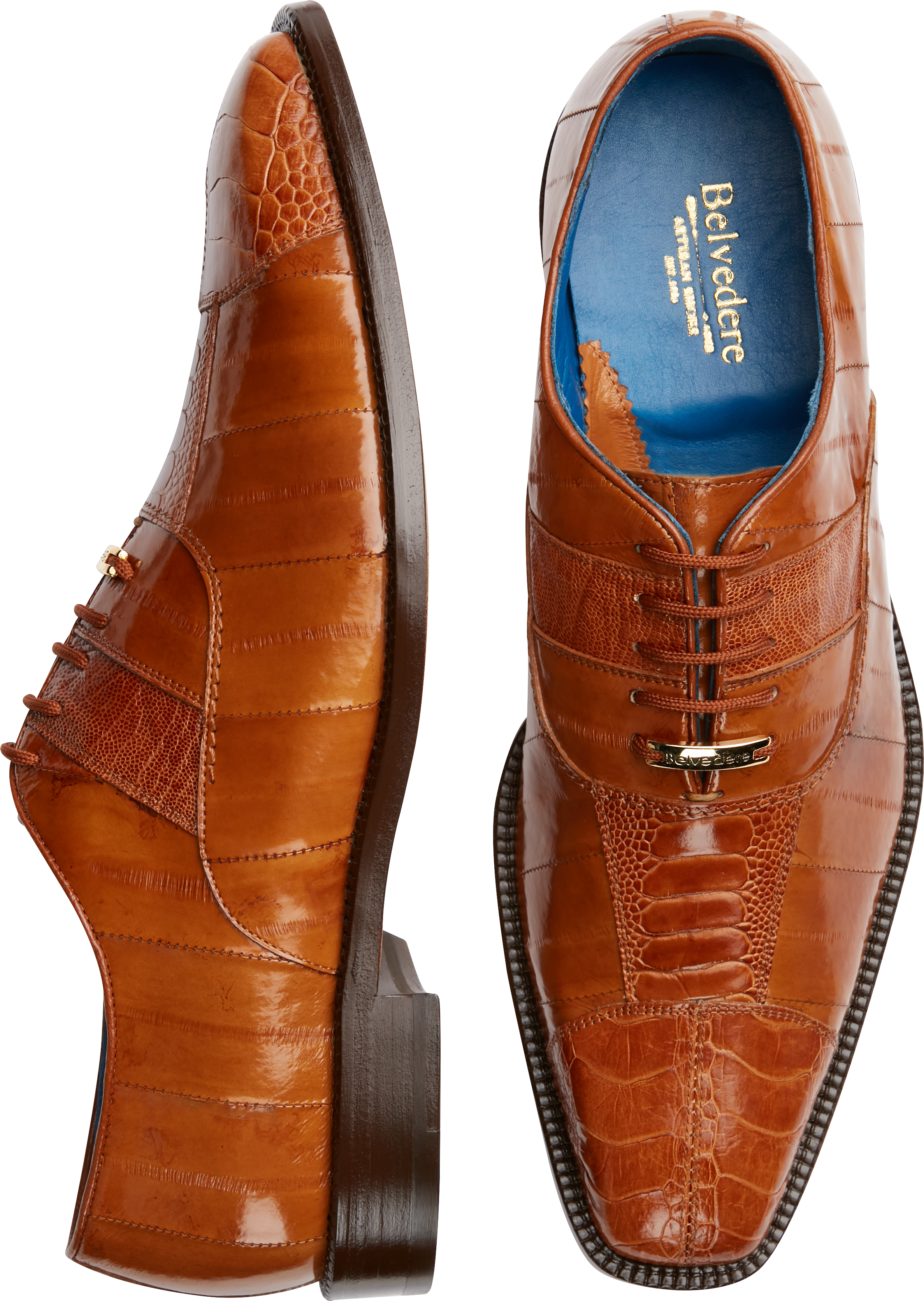 Belvedere Mare Ostrich & Eel Cap Toe Oxfords, Camel - Men's Shoes | Men ...