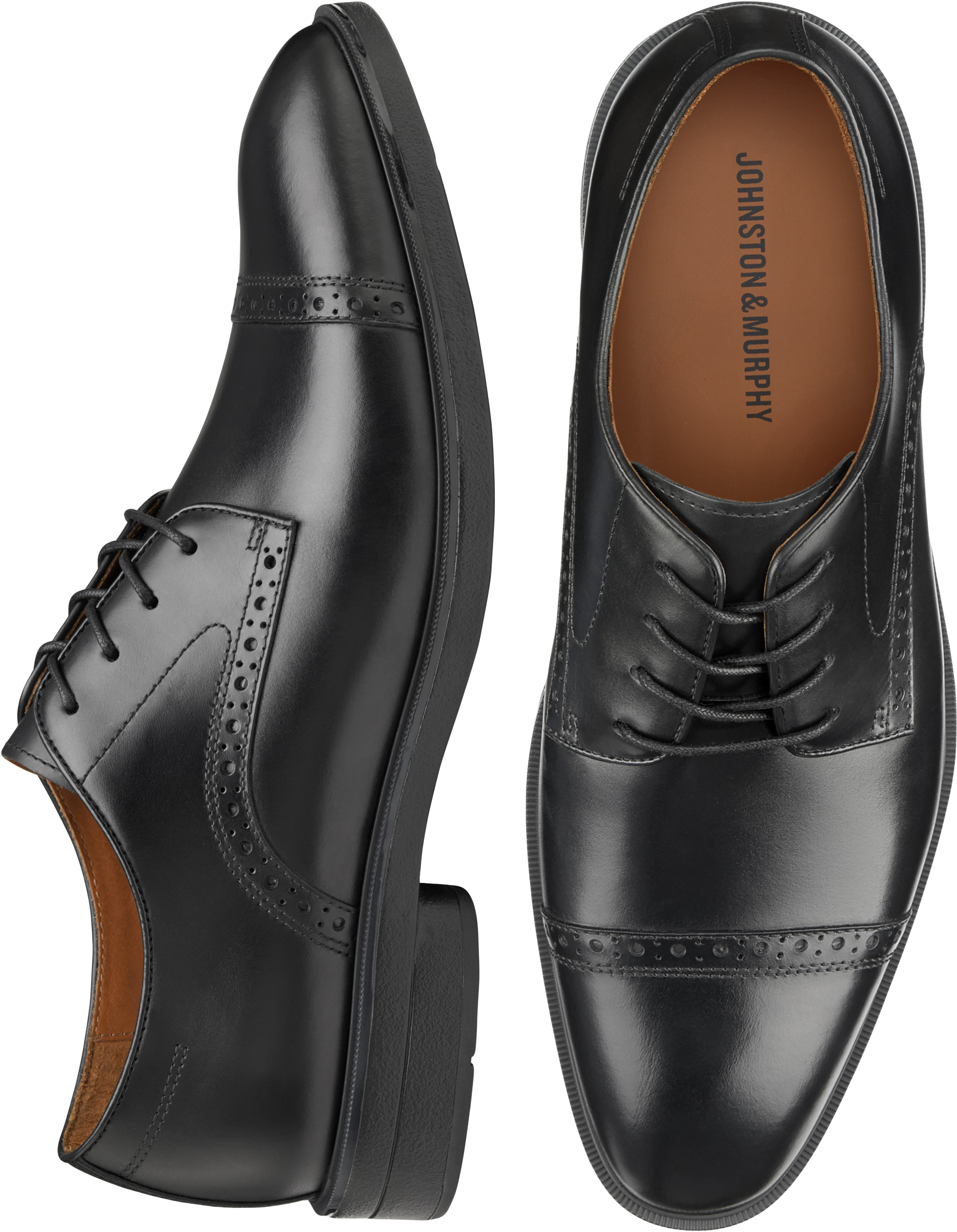 Johnston & Murphy Ronan Cap Toe Oxfords, Black - Men's Shoes | Men's ...