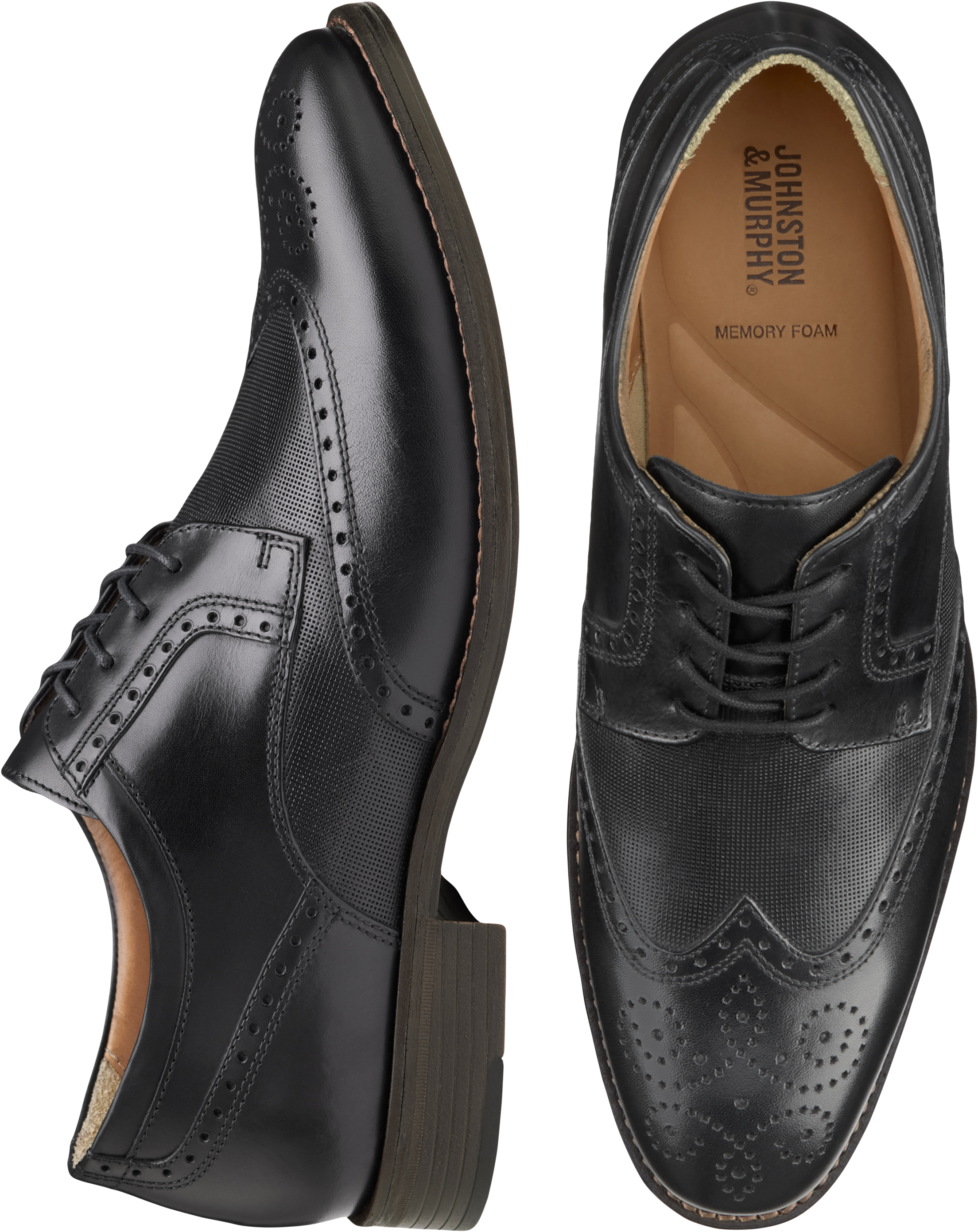 Johnston & Murphy Lewis Wingtips, Black - Men's Shoes | Men's Wearhouse