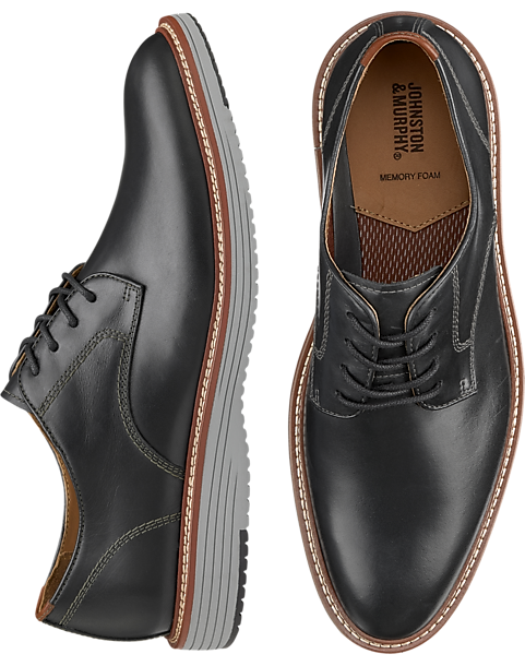 Johnston & Murphy Upton Plain Toe Oxfords, Black - Men's Shoes | Men's ...