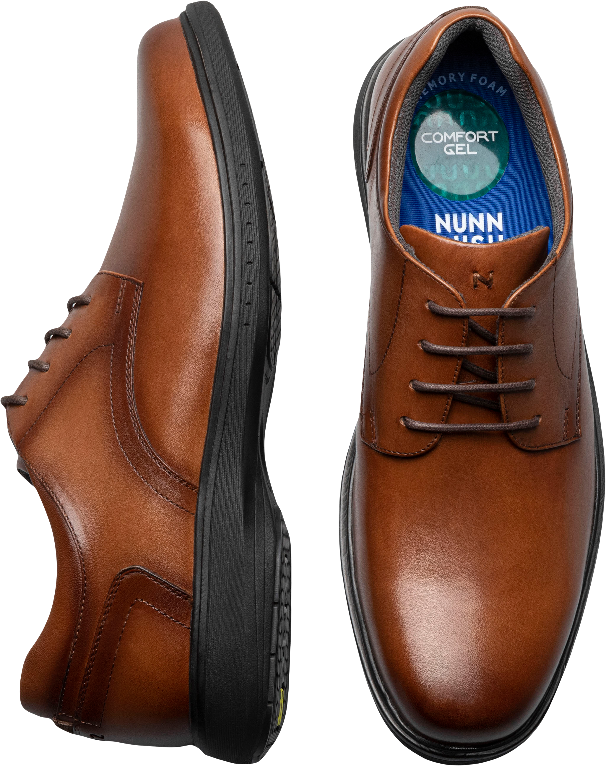 Nunn Bush KORE PRO Plain Toe Oxfords, Cognac