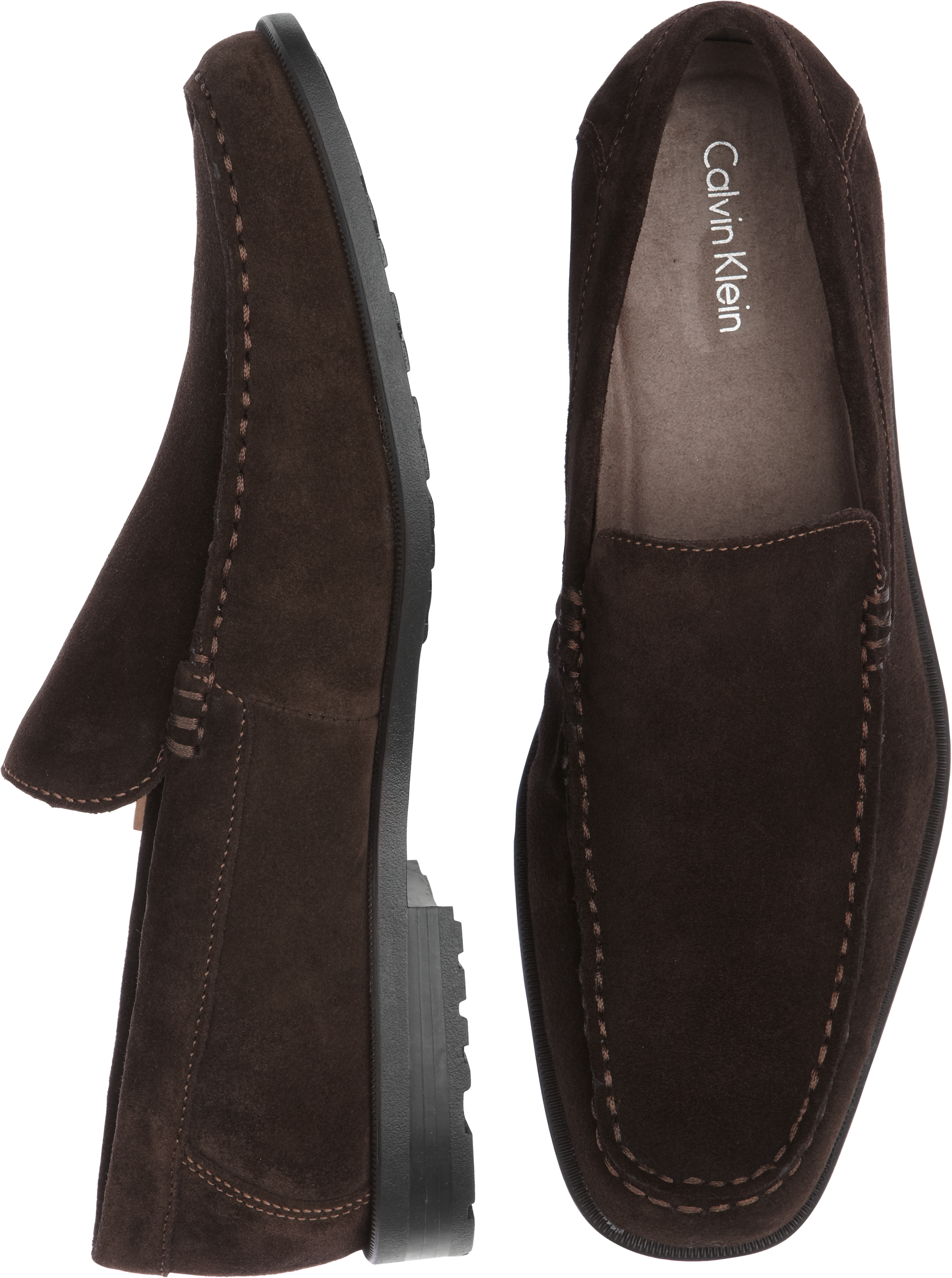 Calvin Klein Kyle Brown Suede Slip-On Shoes - Men's Sale | Men's Wearhouse