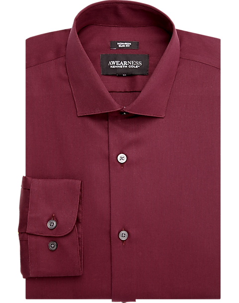 Awearness Kenneth Cole Burgundy Slim Fit Dress Shirt - Men's Sale | Men ...