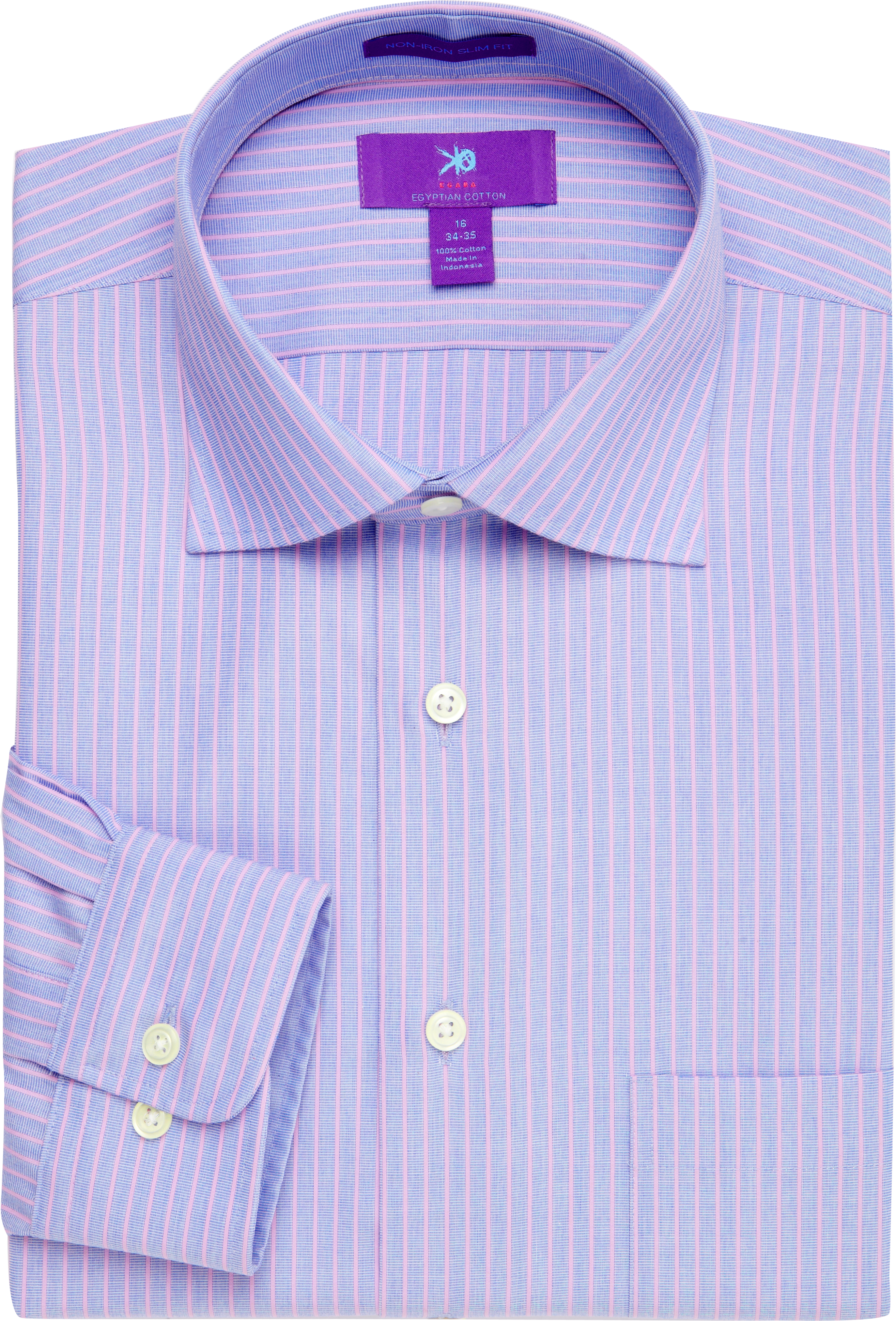 Egara Blue and Pink Stripe Slim Fit Dress Shirt - Men's Sale | Men's ...