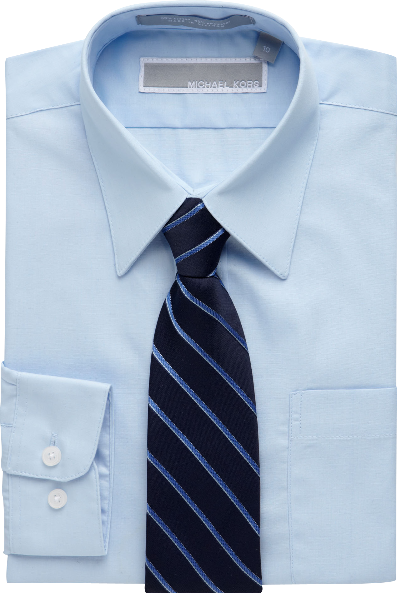 Michael Kors Boys Blue Shirt and Navy Stripe Clip-on Tie Set - Men's Brands  | Men's Wearhouse