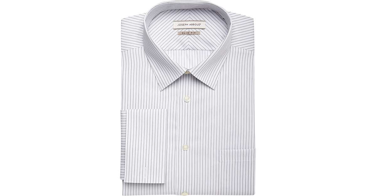 Joseph Abboud Gray Stripe French Cuff Slim Fit NonIron Dress Shirt