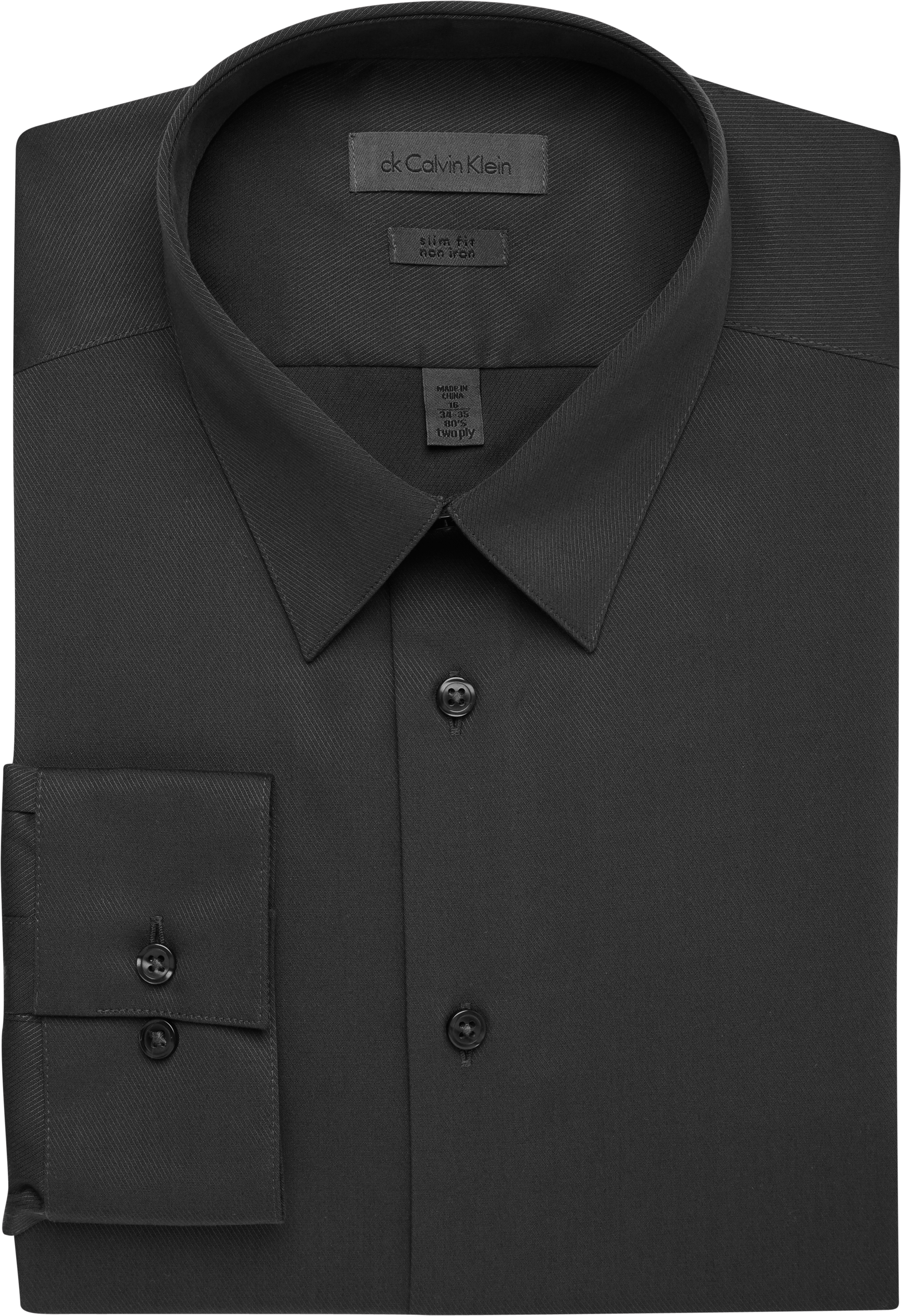 Calvin Klein Charcoal Slim Fit Non-Iron Dress Shirt - Men's Sale | Men ...