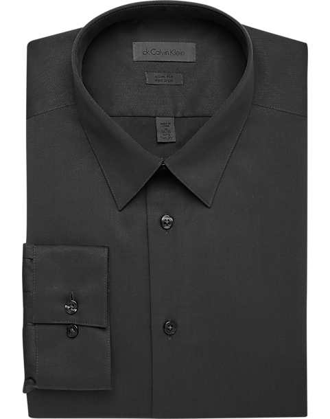 Calvin Klein Charcoal Slim Fit Non-Iron Dress Shirt - Men's Sale | Men ...