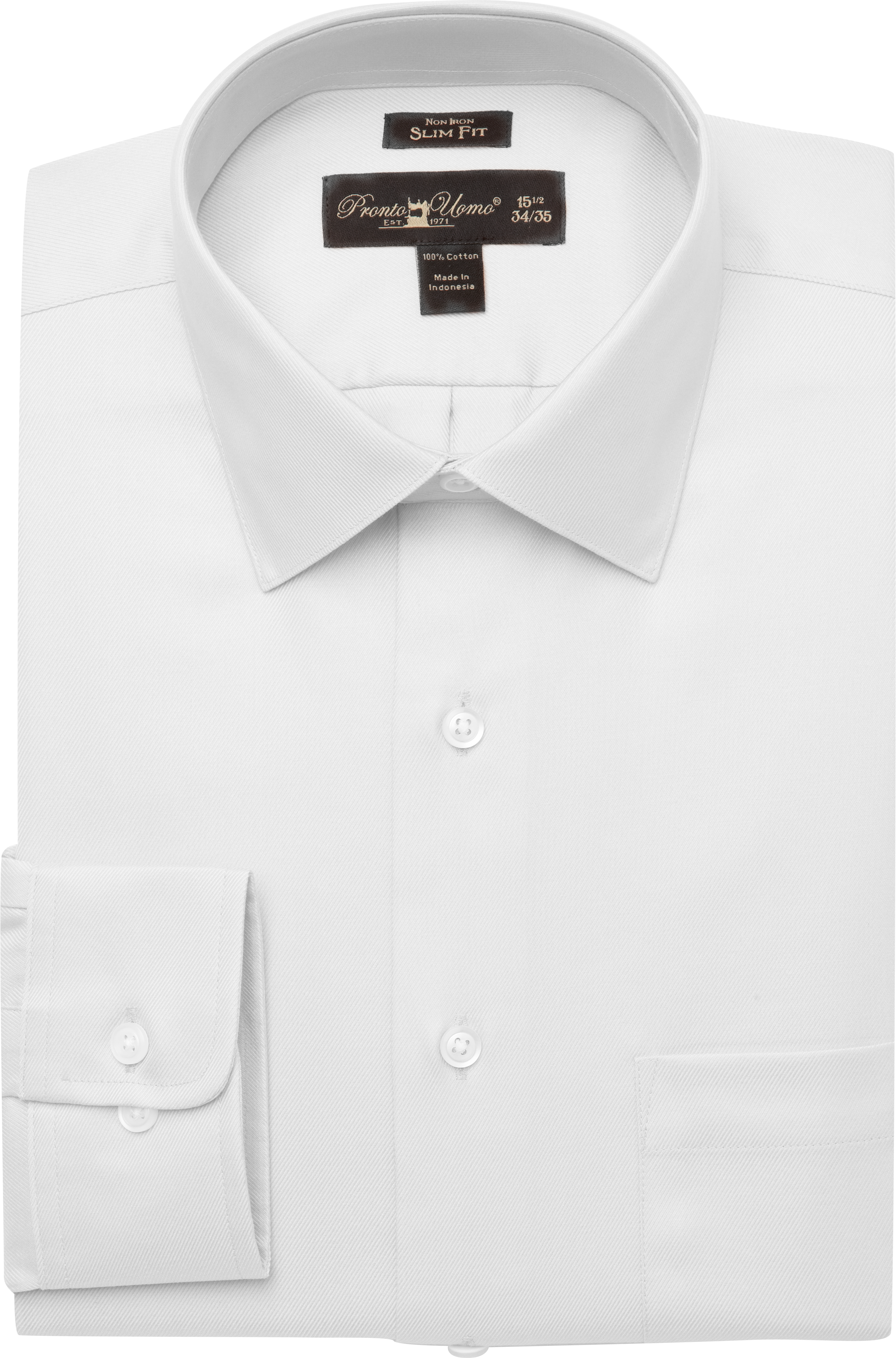Pronto Uomo White Twill Slim Fit Dress Shirt - Men's Sale | Men's Wearhouse