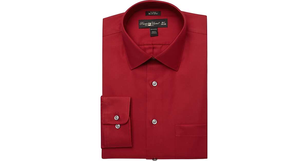 Pronto Uomo Red Twill Slim Fit Dress Shirt - Men's Sale | Men's Wearhouse