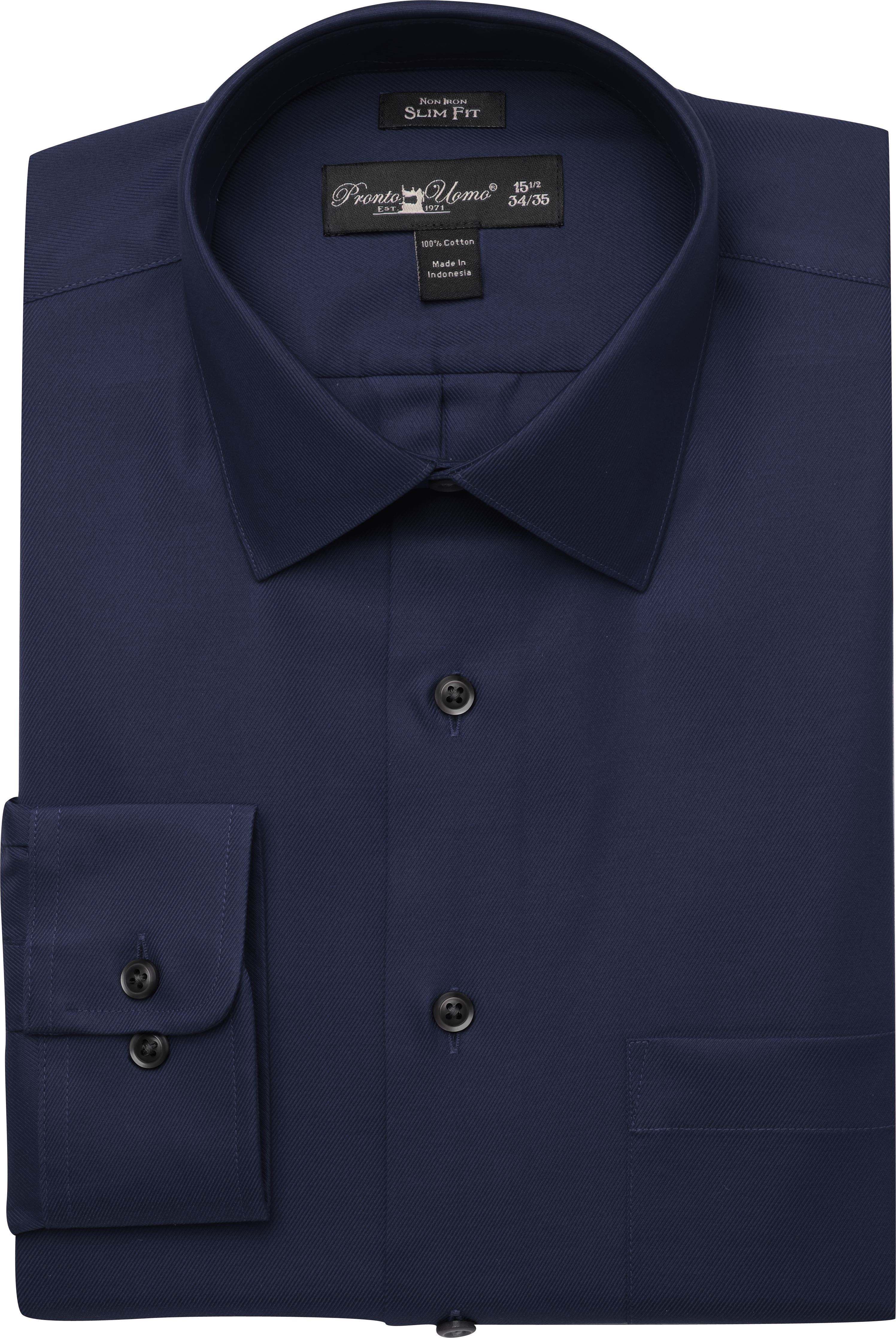 Pronto Uomo Navy Twill Slim Fit Dress Shirt - Men's Shirts | Men's ...