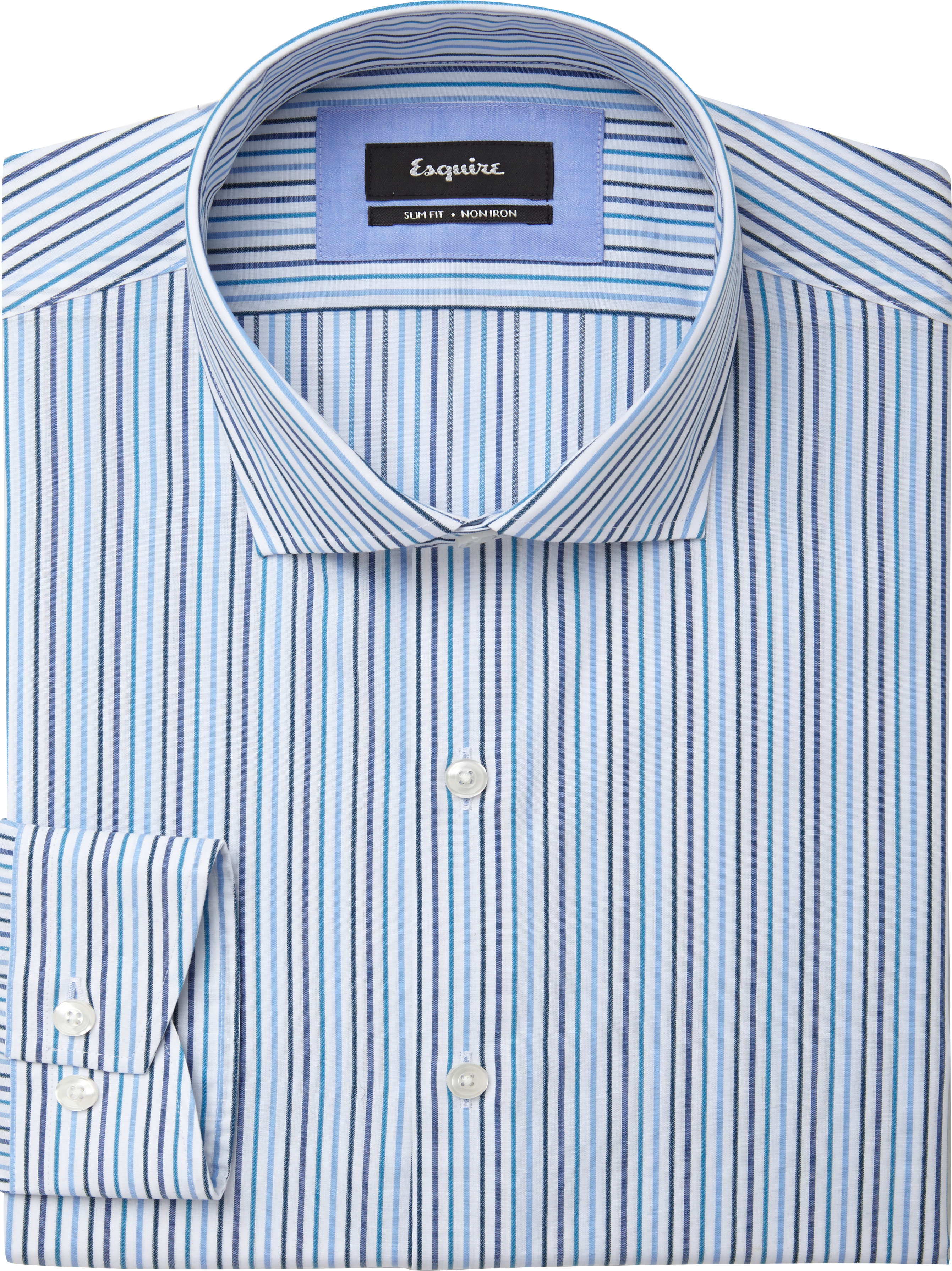 Non-Iron Light Blue Poplin Fitted Single Cuff Classic Collar Shirt