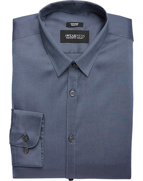 Awearness Kenneth Cole Navy Slim Fit Dress Shirt - Men's Shirts | Men's ...