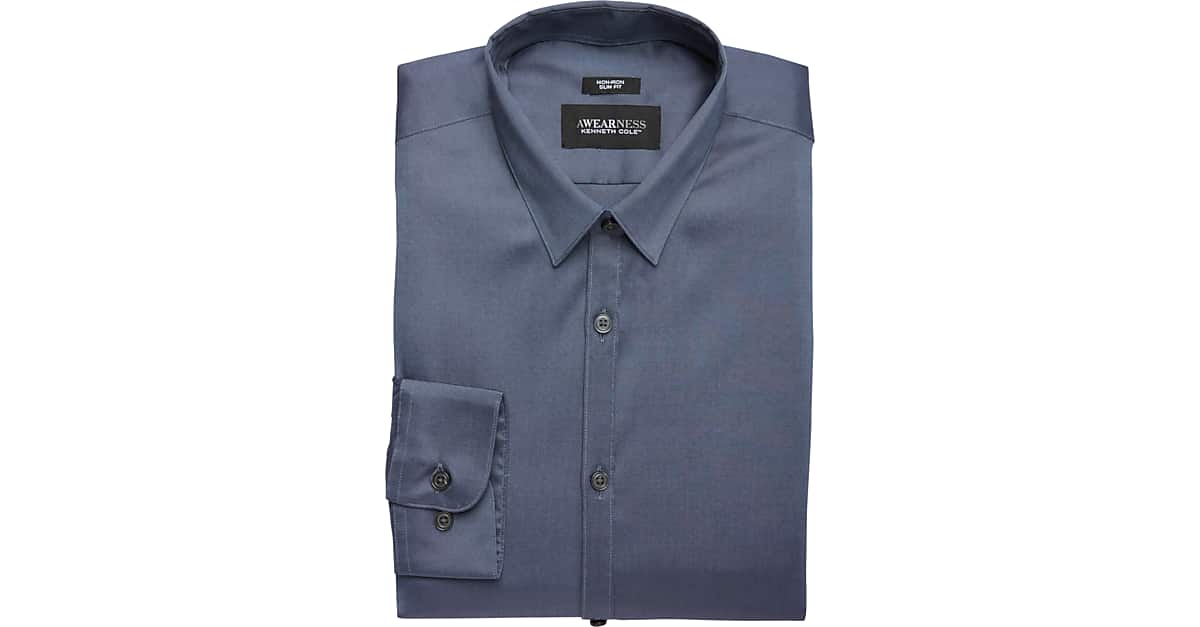 Awearness Kenneth Cole Navy Slim Fit Dress Shirt - Men's Sale | Men's ...