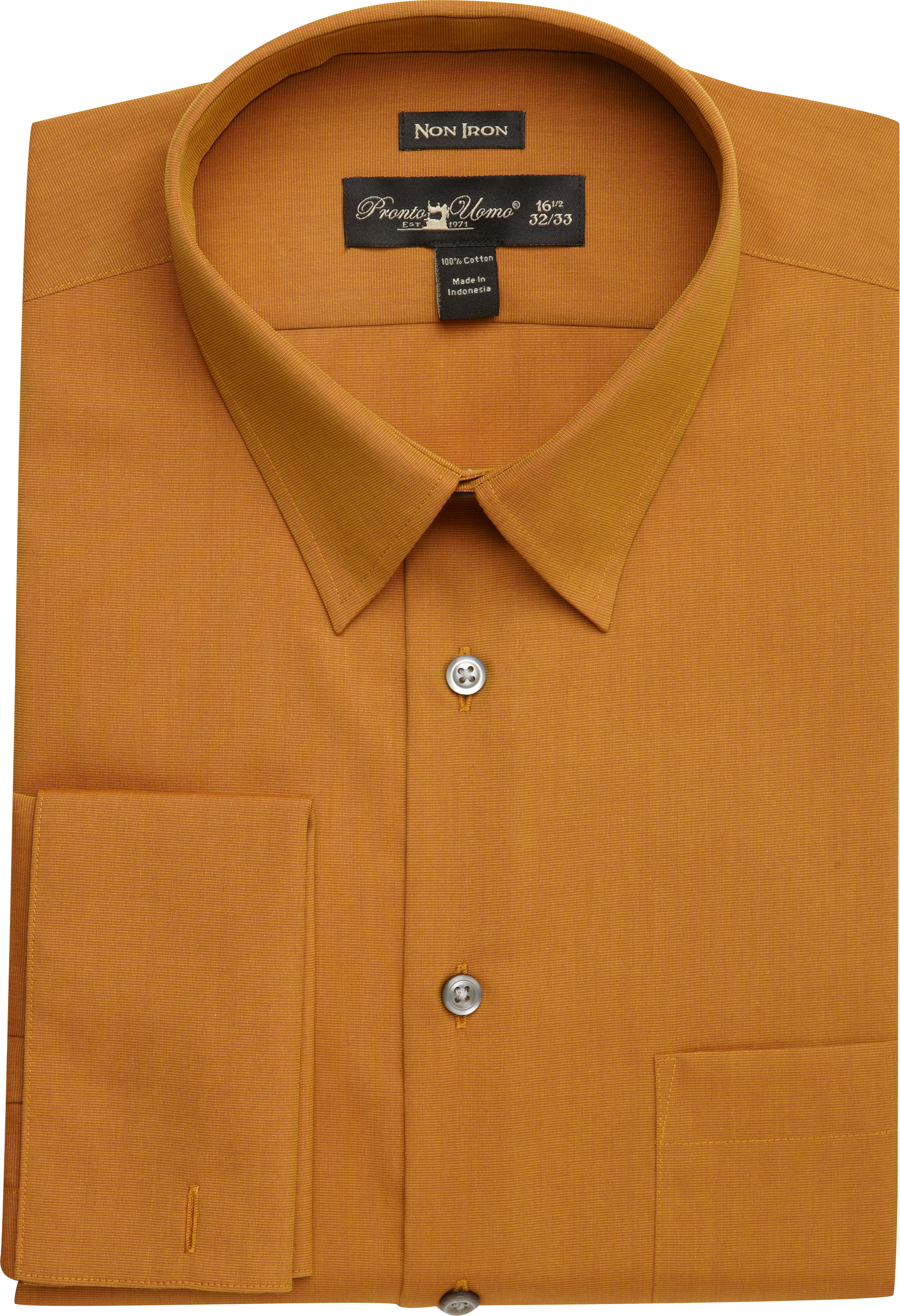 Pronto Uomo Gold French Cuff Modern Fit Non-Iron Dress Shirt - Men's ...