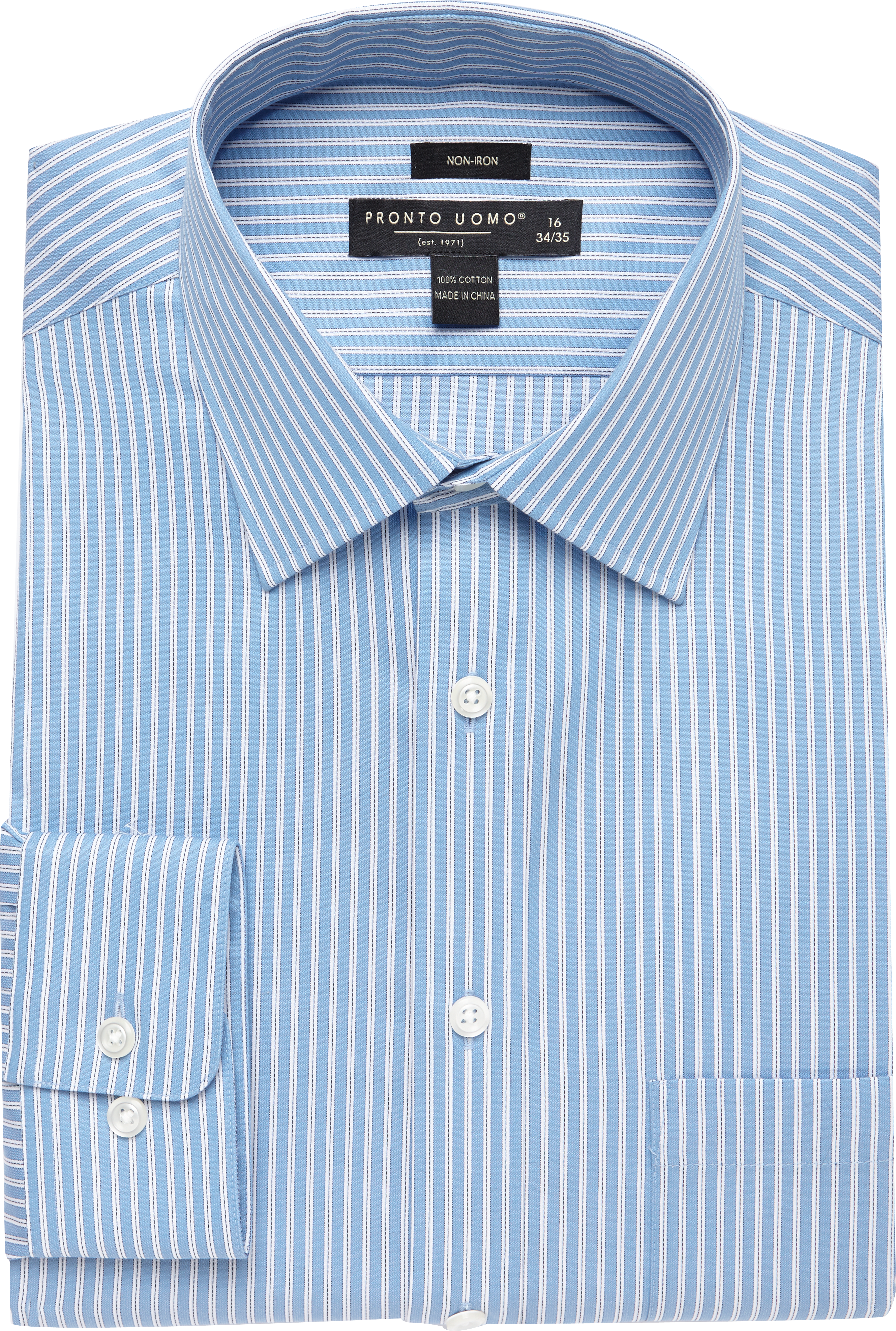 Pronto Uomo Blue Stripe Dress Shirt - Men's Sale | Men's Wearhouse