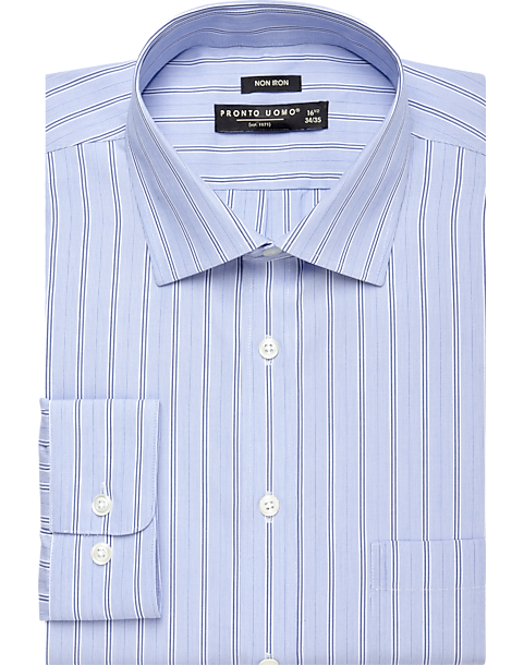 Pronto Uomo Blue & White Stripe Non-Iron Dress Shirt - Men's Sale | Men ...