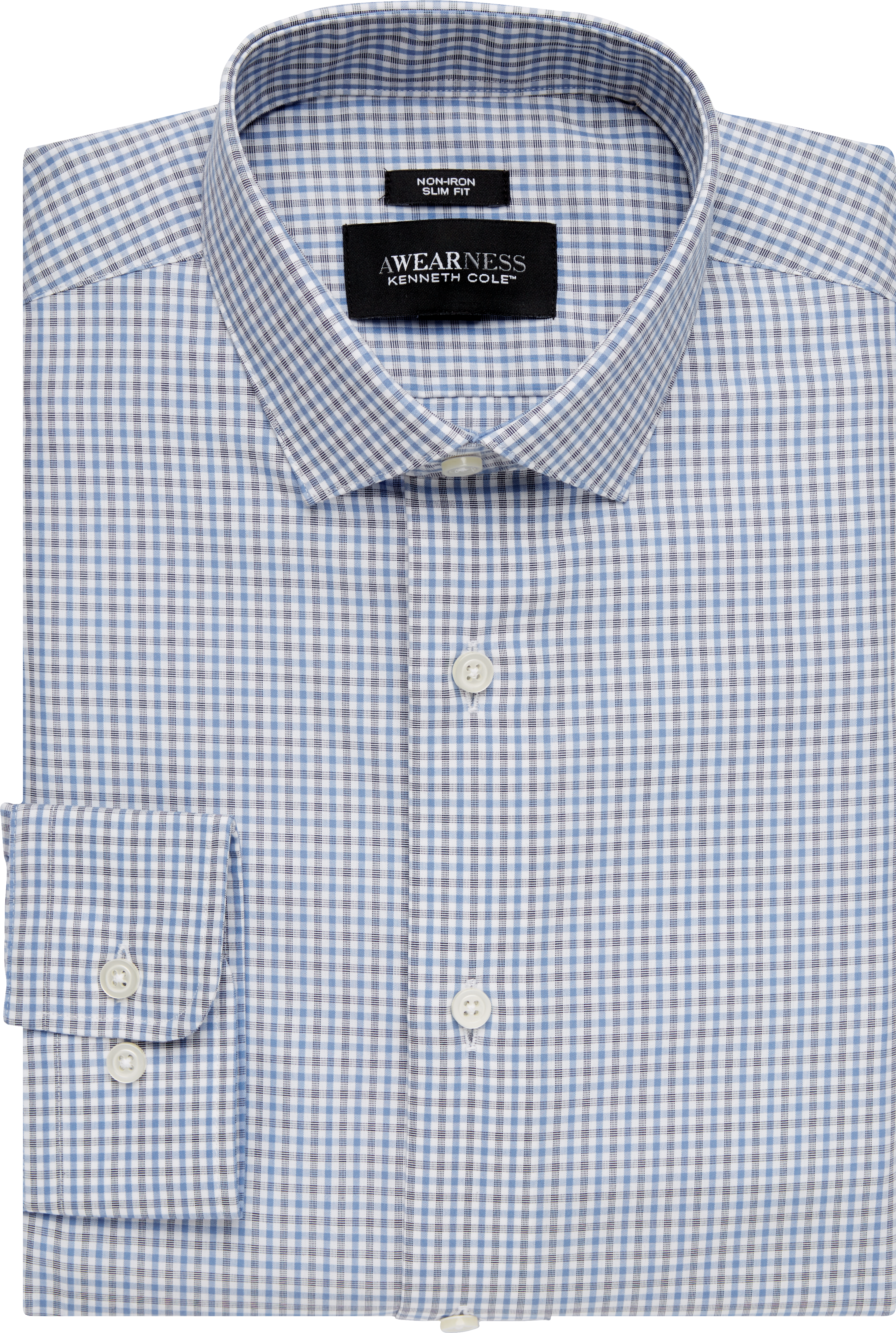 blue and white checkered men's dress shirt