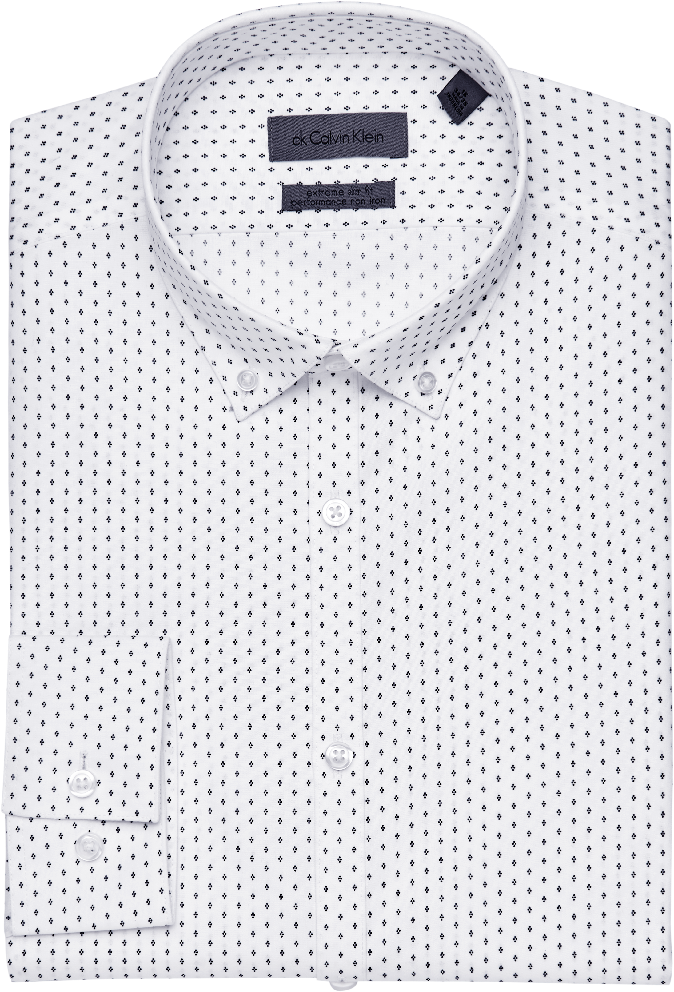 white dress shirt with black dots