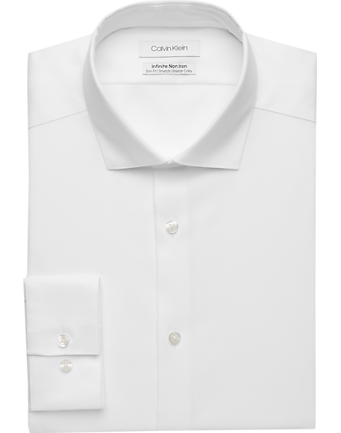Calvin Klein Infinite Non-Iron White Slim Fit Stretch Dress Shirt - Men
