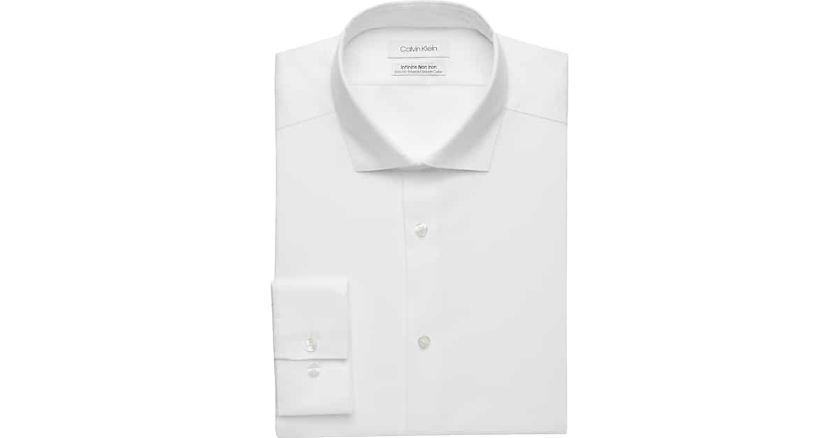 Calvin Klein Infinite Slim Fit Collar Dress Shirt, White - Men's Suits | Men's Wearhouse