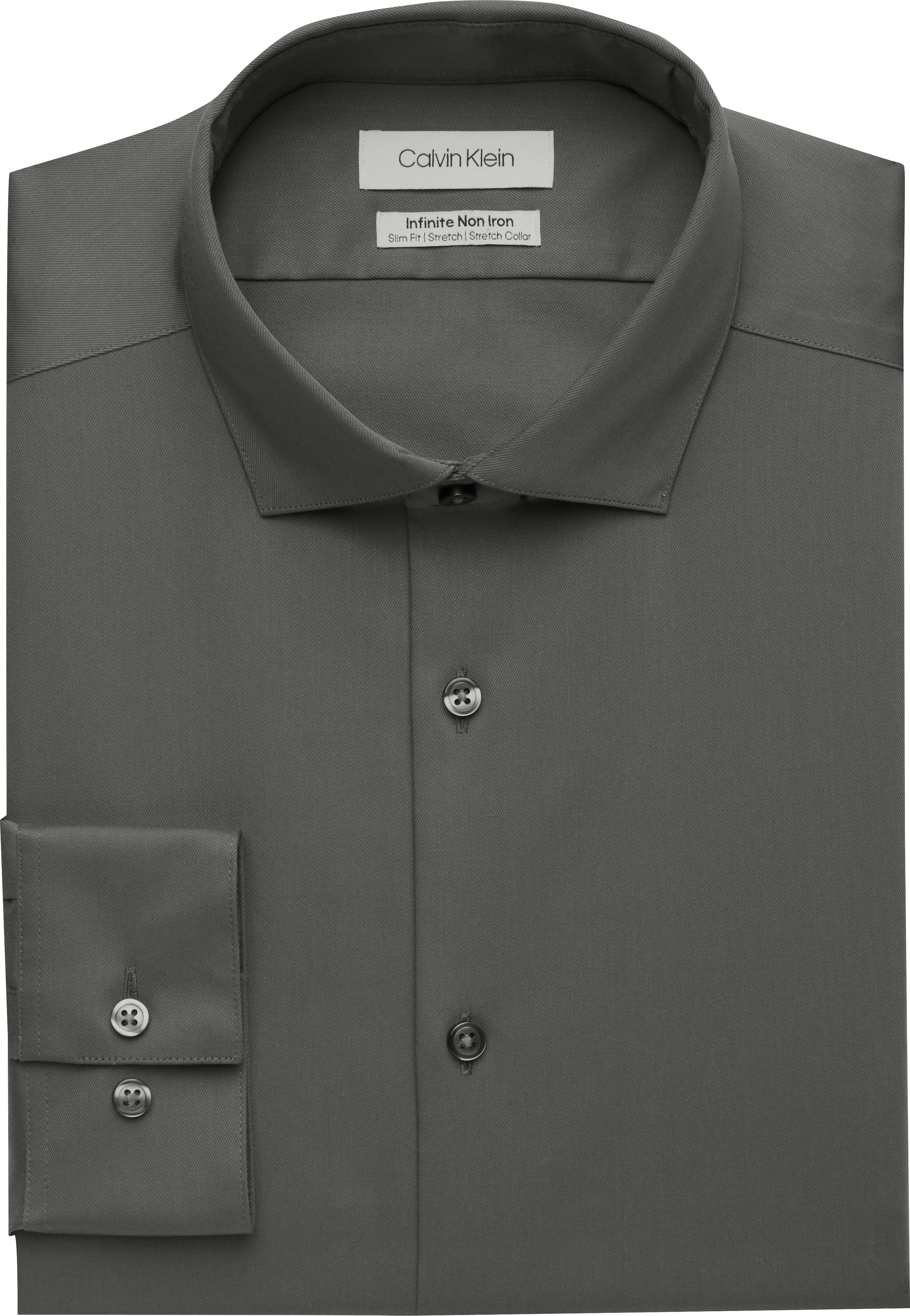 Calvin Klein Infinite Non-Iron Gray Slim Fit Stretch Dress Shirt - Men's  Shirts | Men's Wearhouse