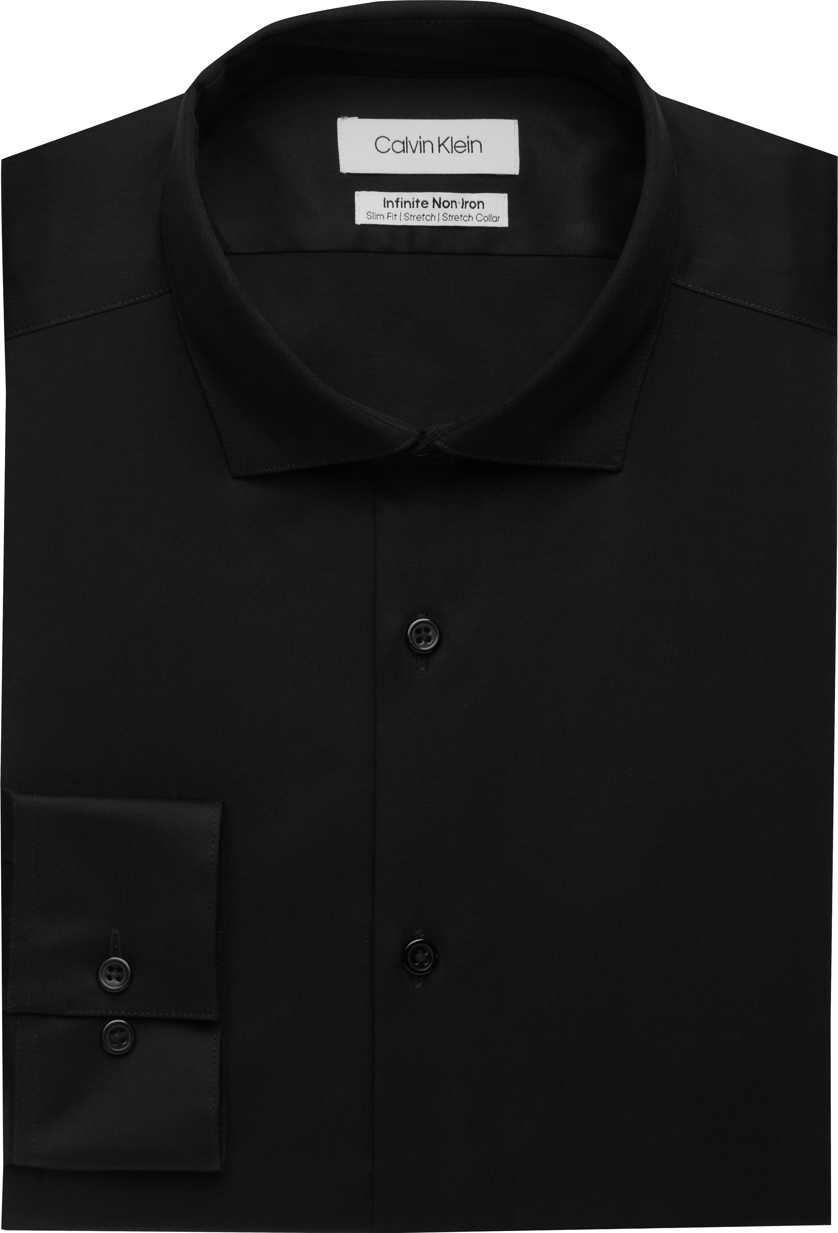 Calvin Klein Infinite Non-Iron Black Slim Fit Stretch Dress Shirt - Men's  Shirts | Men's Wearhouse
