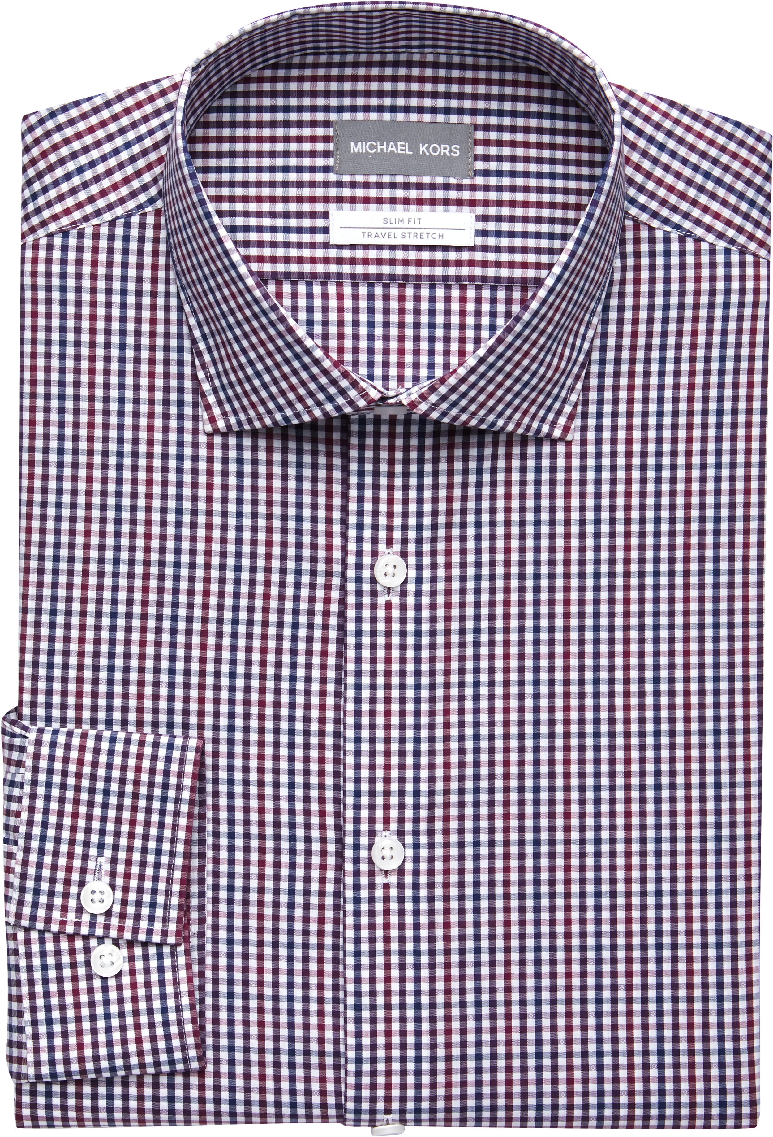 Michael Kors Slim Travel Stretch Dress Shirt, Wine & Navy Check - Men's  Sale | Men's Wearhouse