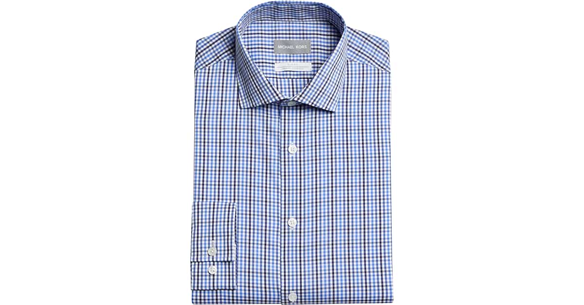 Michael Kors Slim Fit Dress Shirt, Blue Check - Men's Shirts | Men's ...