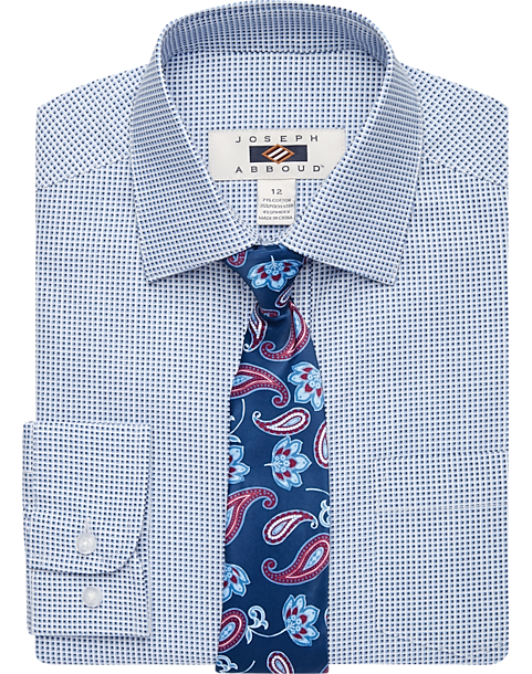 Blue Box Print Dress Shirt ☀ Tie Set ...