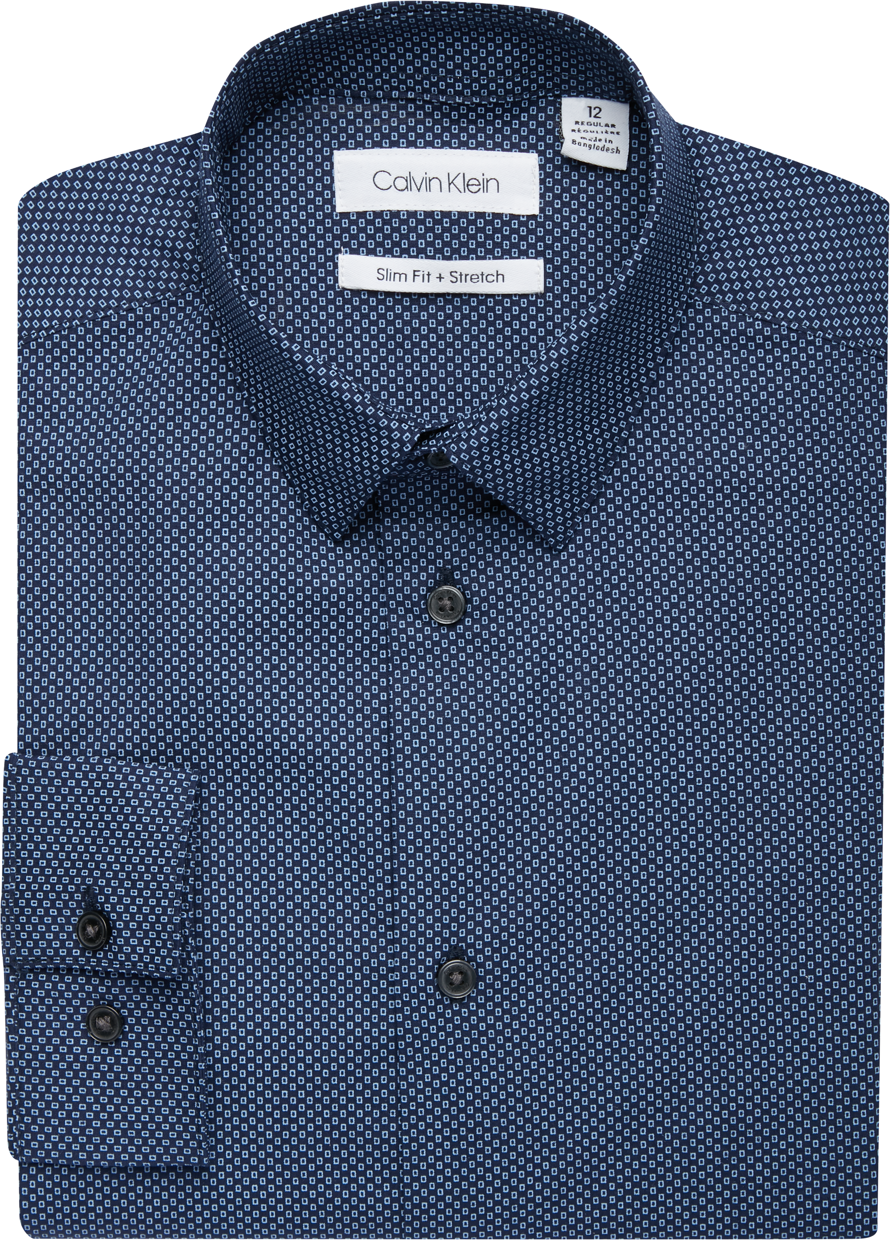 Calvin Klein Boys Blue Box Dot Slim Fit Dress Shirt - Men's Clothing ...