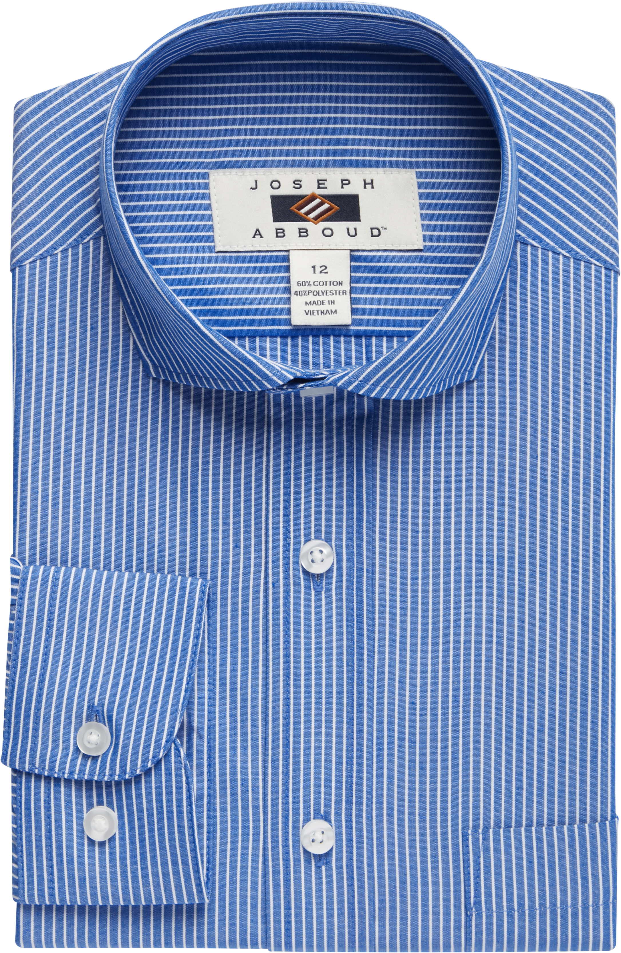 white collar blue striped dress shirt