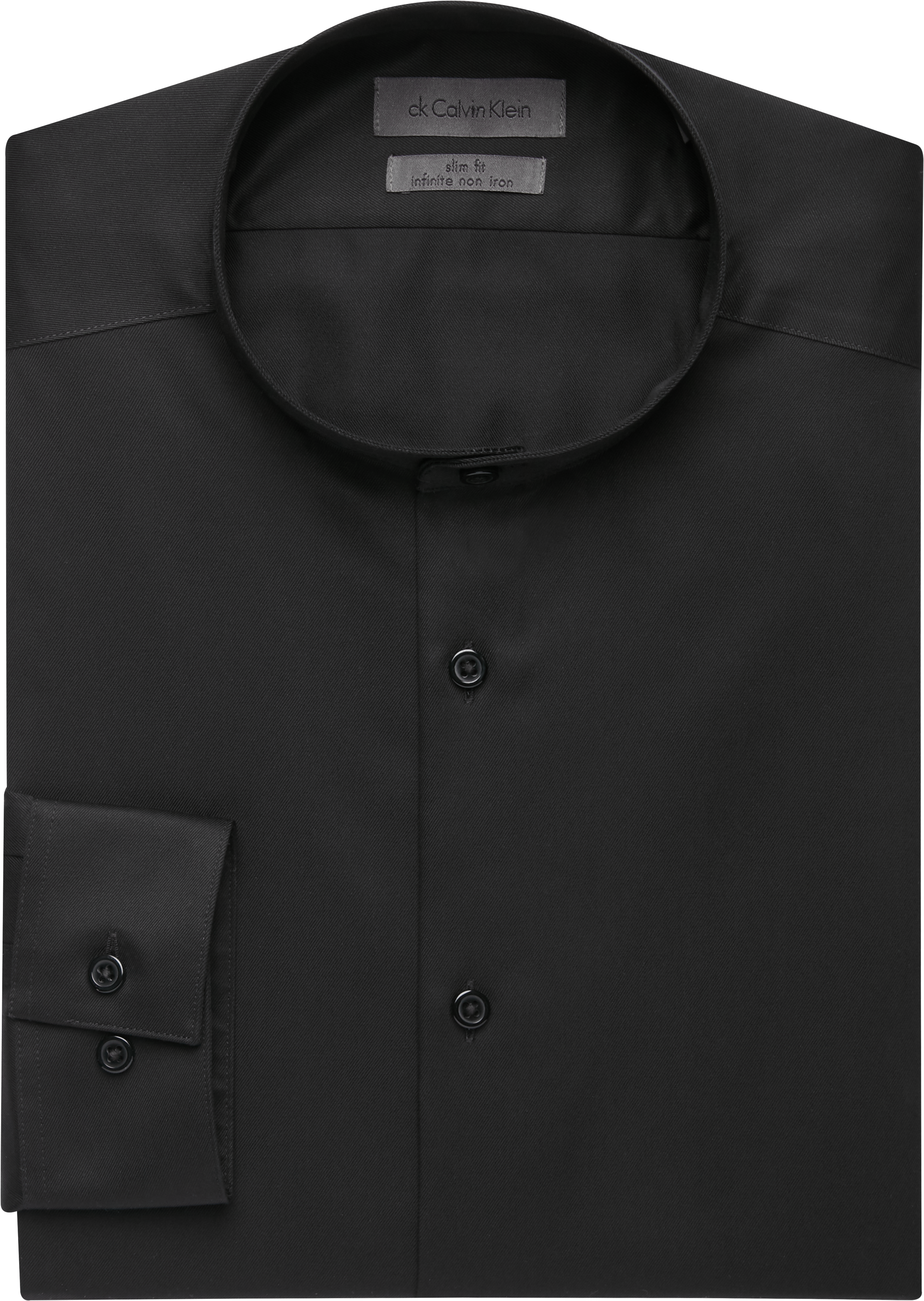 black no collar dress shirt