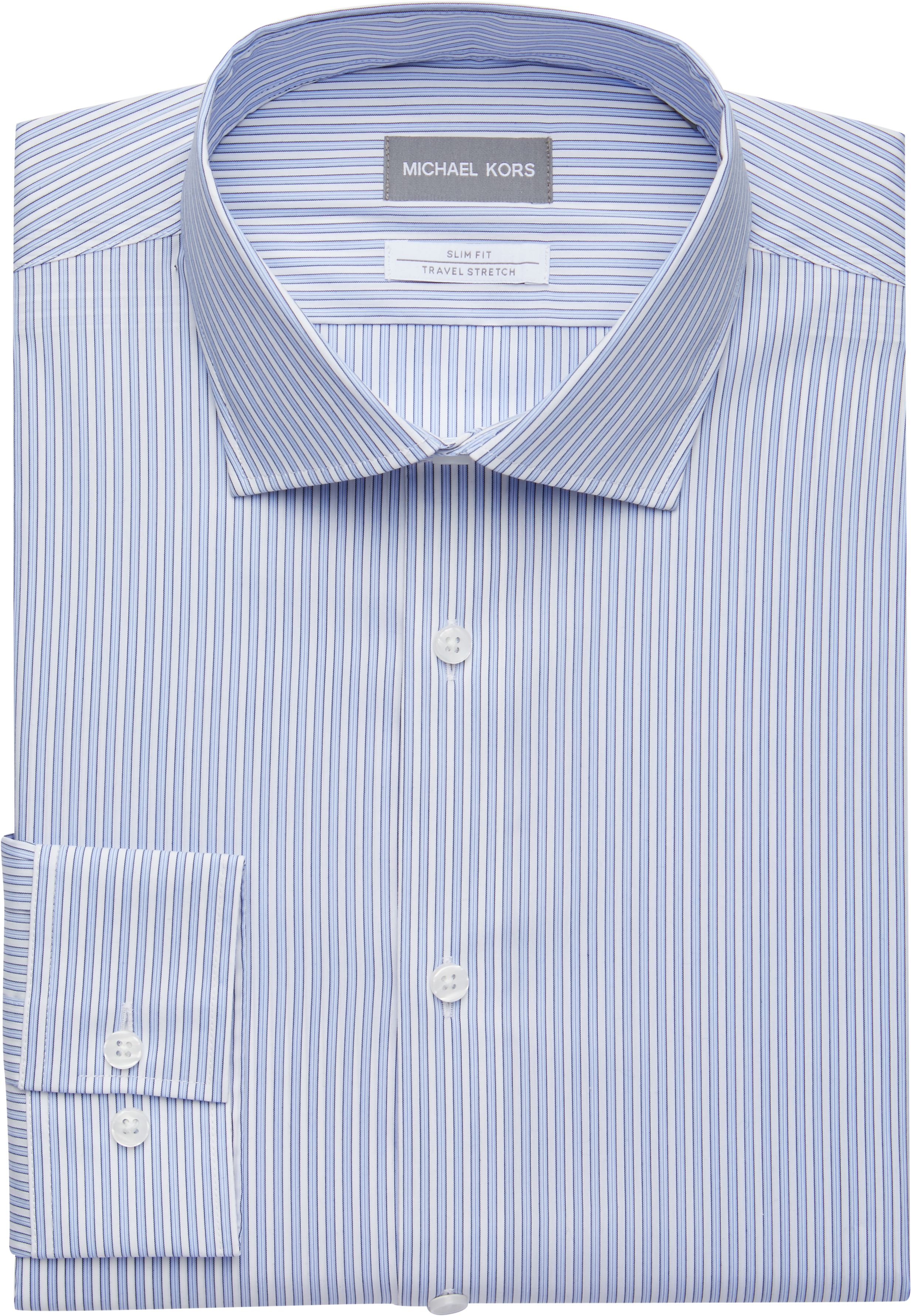 Michael Kors Blue Multi-Stripe Slim Fit Dress Shirt - Men's Sale | Men ...