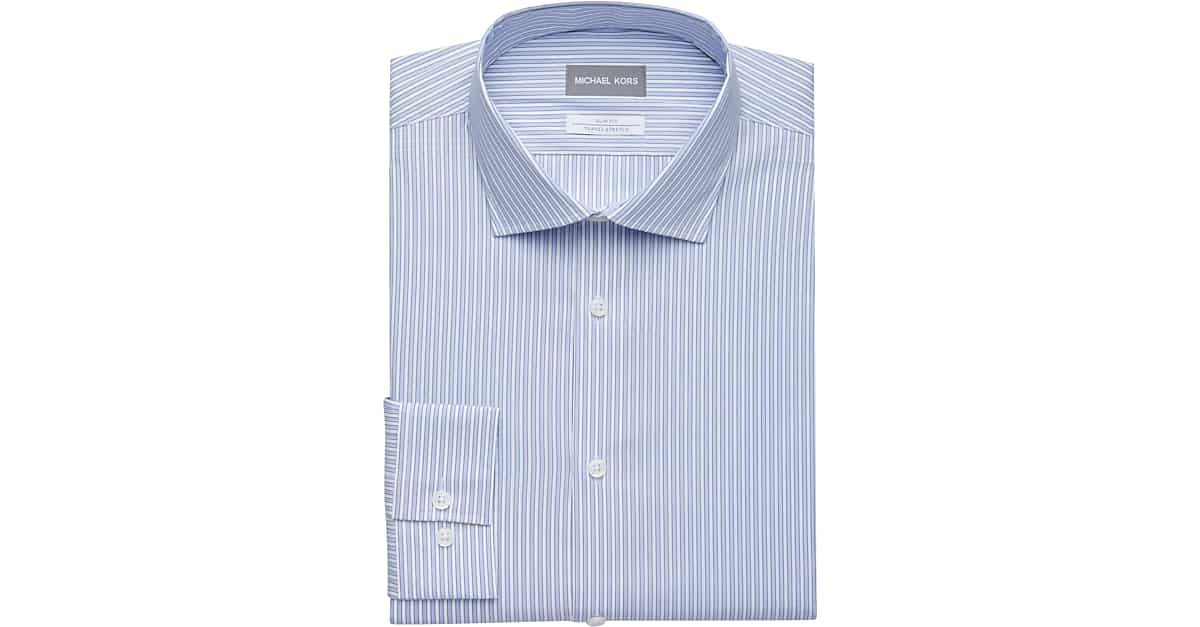 Michael Kors Blue Multi-Stripe Slim Fit Dress Shirt - Men's Sale | Men ...