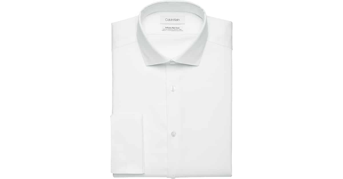 Calvin Klein Infinite Non-Iron Slim Fit Stretch Collar French Cuff Dress  Shirt, White - Men's Featured | Men's Wearhouse