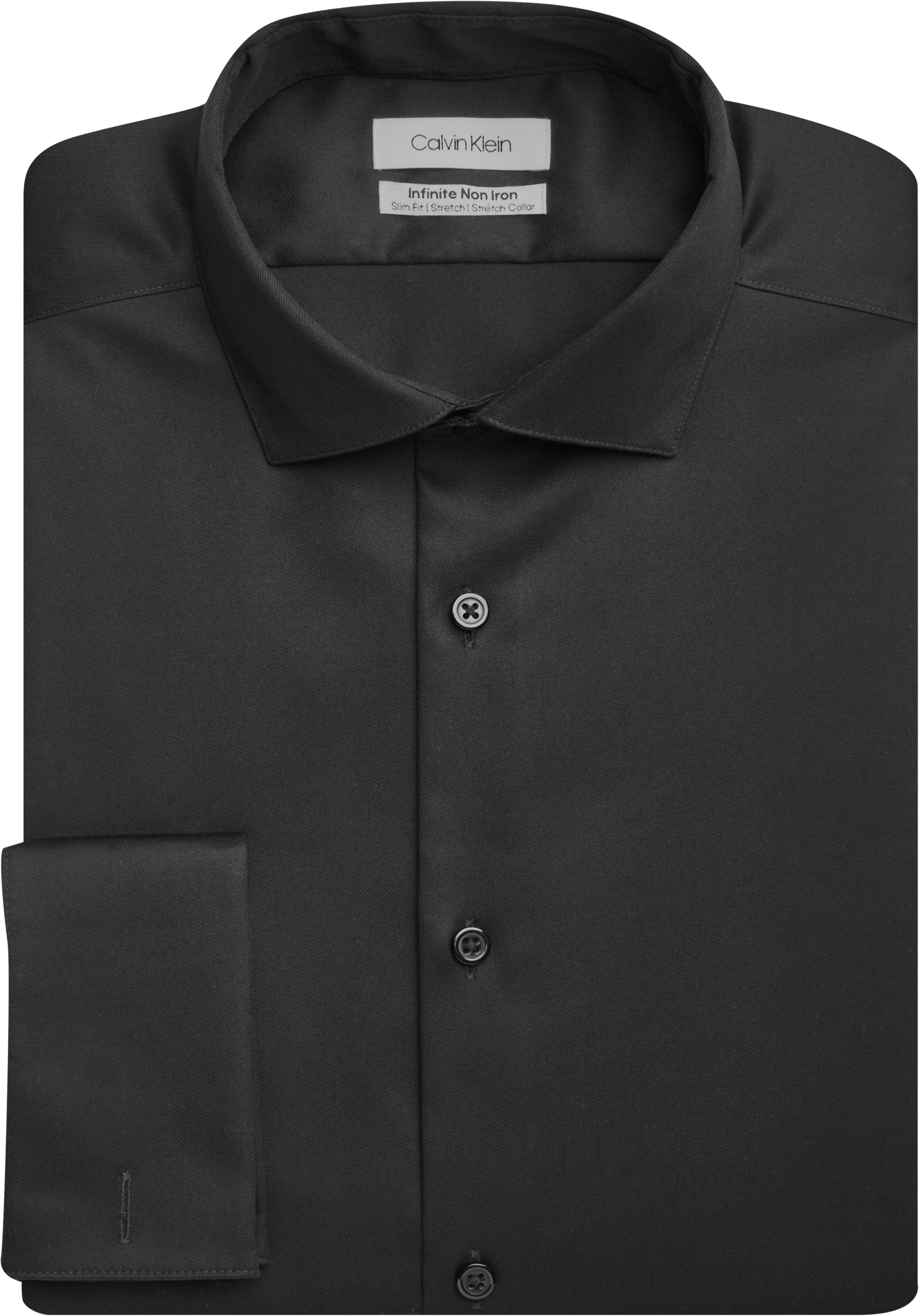 Calvin Klein Infinite Non-Iron Slim Fit Stretch Collar French Cuff Dress  Shirt, Black - Men's Featured