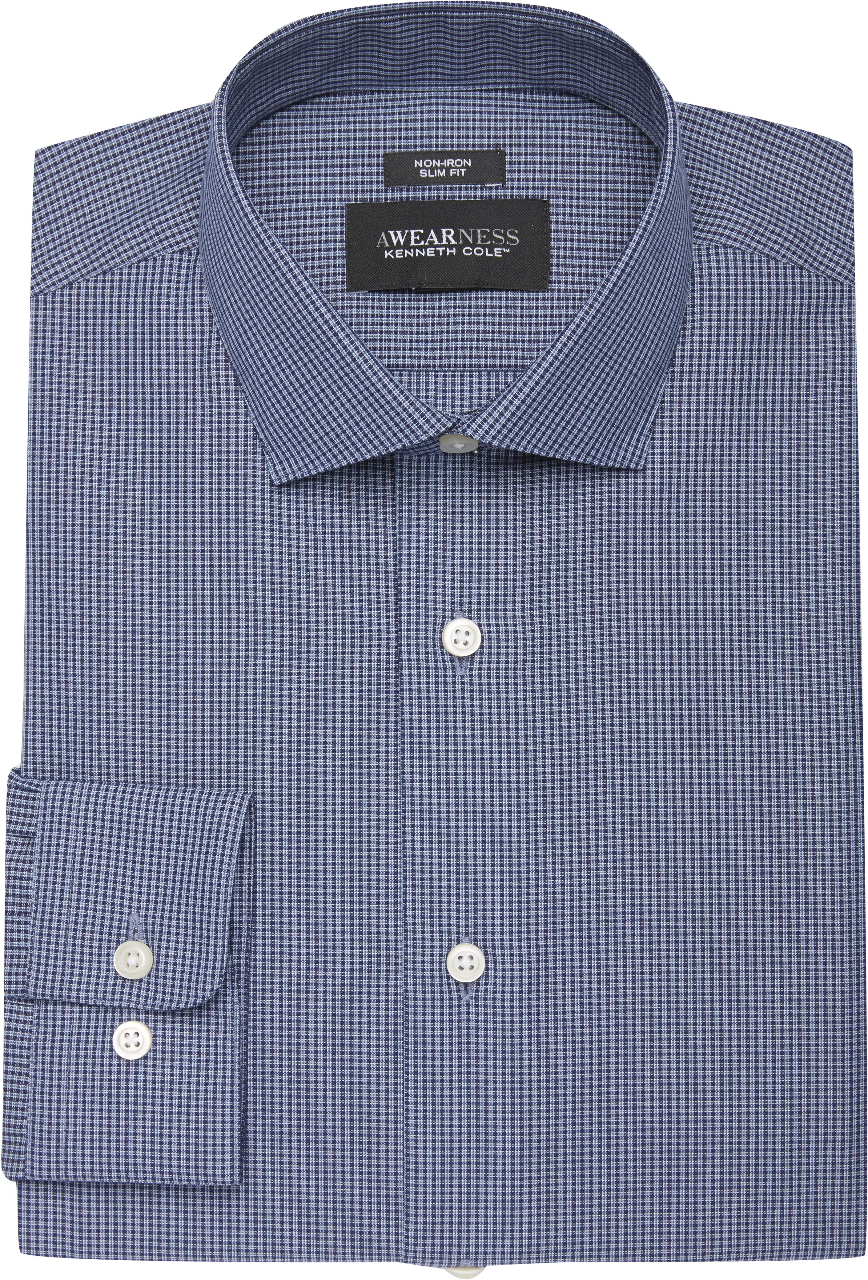 Awearness Kenneth Cole Navy Check Slim Fit Dress Shirt - Men's Sale ...