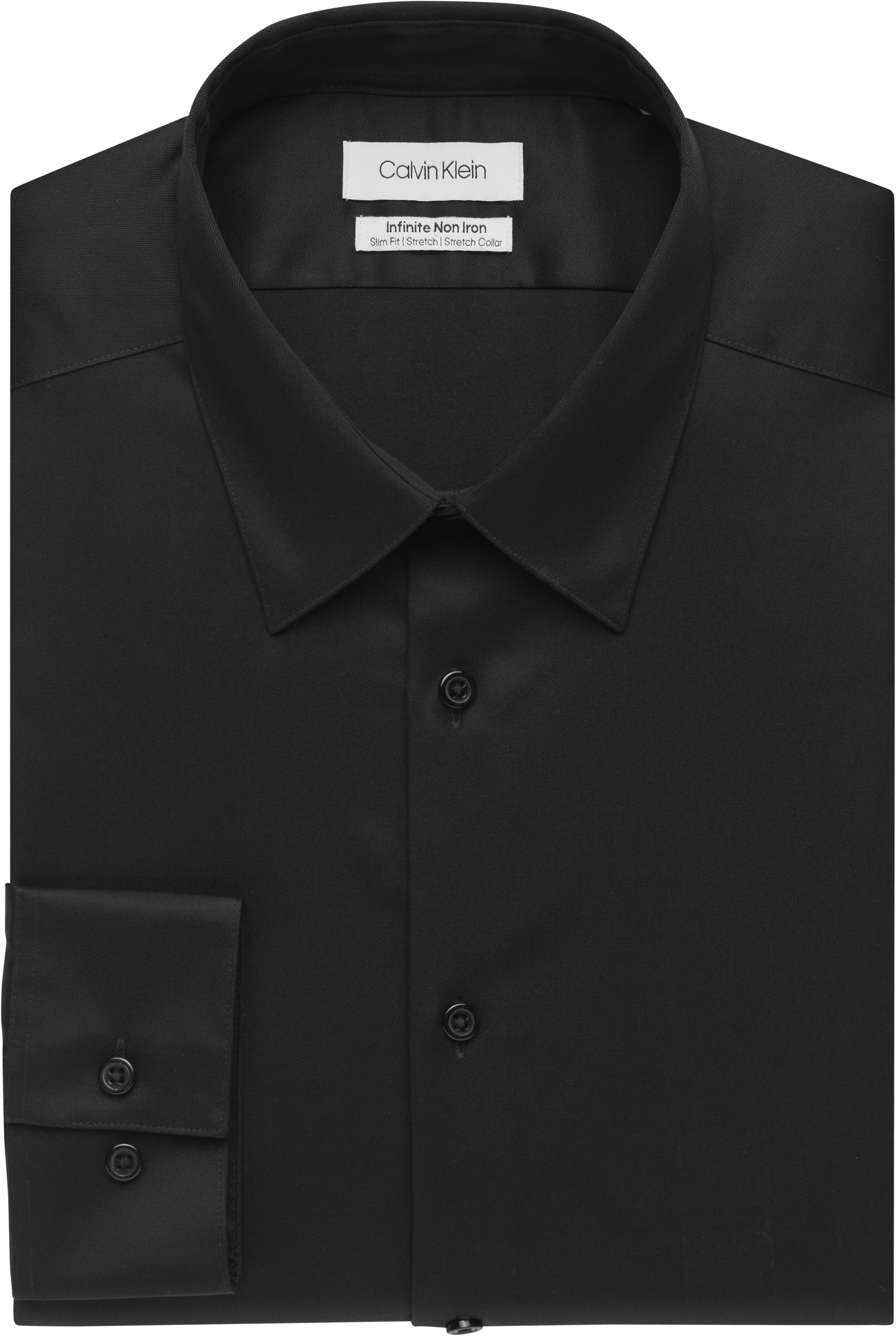 Calvin Klein Infinite Non-Iron Black Slim Fit Stretch Dress Shirt - Men ...