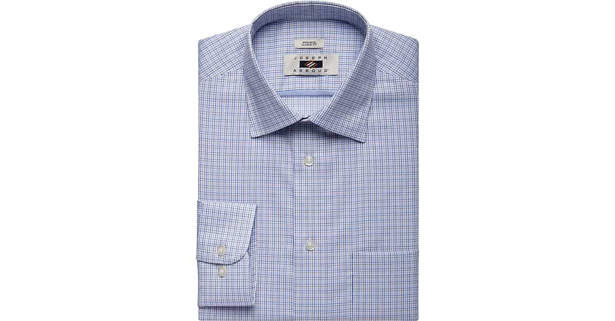 Joseph Abboud Navy & Brown Check Classic Fit Dress Shirt - Men's Sale ...