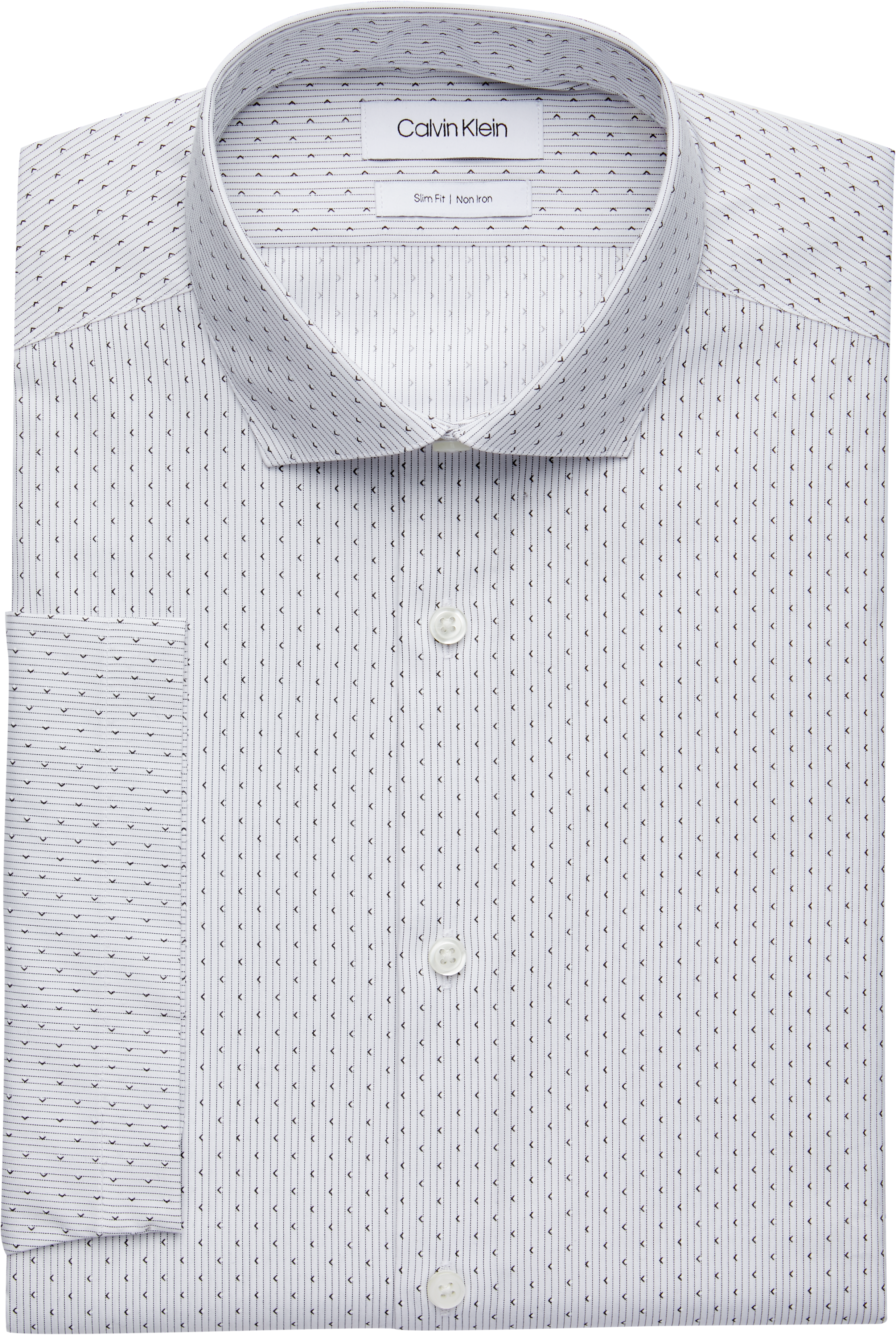 Calvin Klein Dove Gray Stripe Pattern Slim Fit Short Sleeve Dress Shirt ...