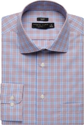 Pronto Uomo Red & Blue Plaid Slim Fit Dress Shirt - Men's Sale | Men's ...