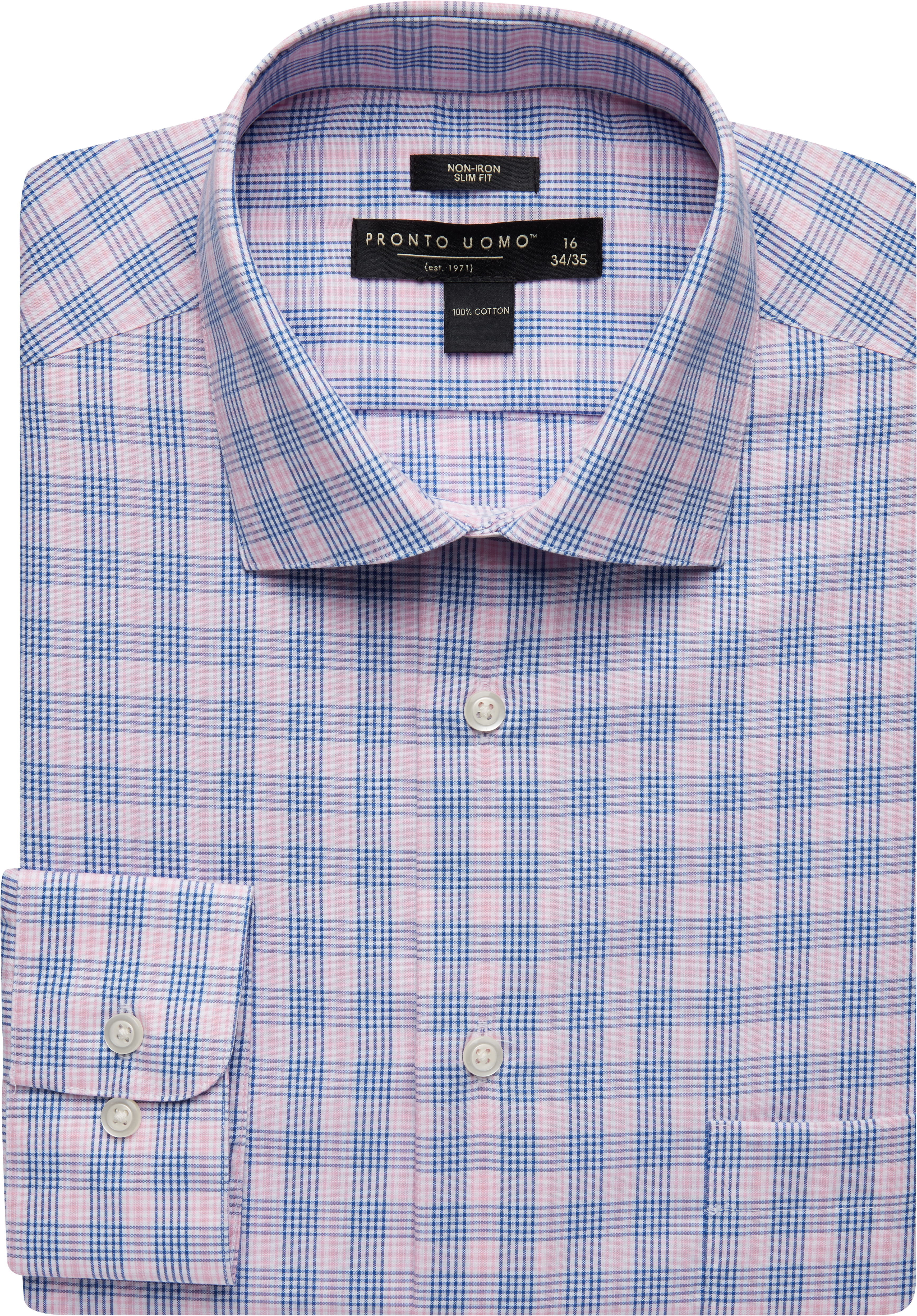 Pronto Uomo Pink & Blue Plaid Slim Fit Dress Shirt - Men's Sale | Men's ...