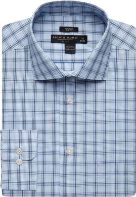Pronto Uomo Blue & Navy Plaid Slim Fit Dress Shirt - Men's Sale | Men's ...