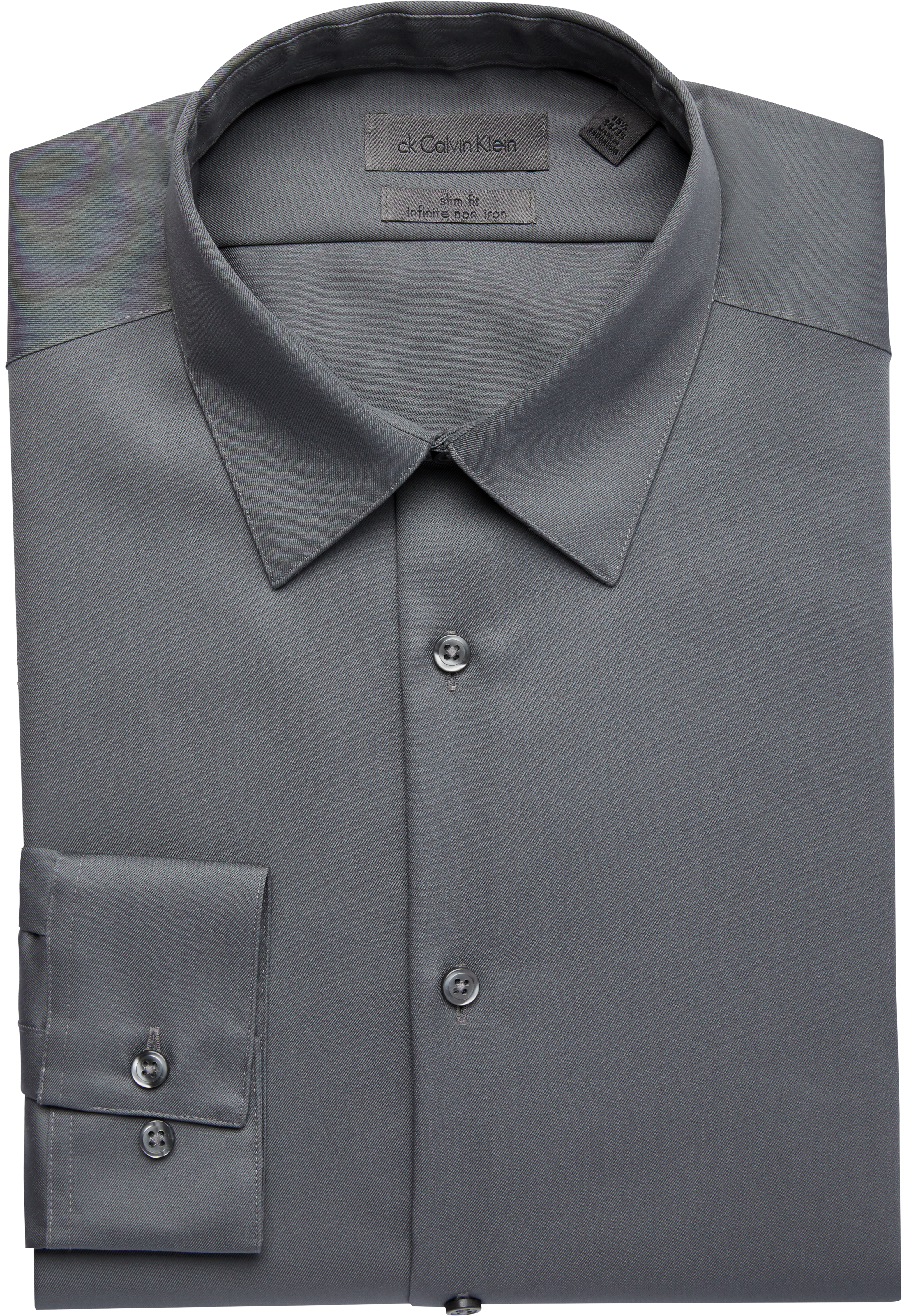 Calvin Klein Infinite Gray Non Iron Slim Fit Stretch Dress Shirt - Men ...